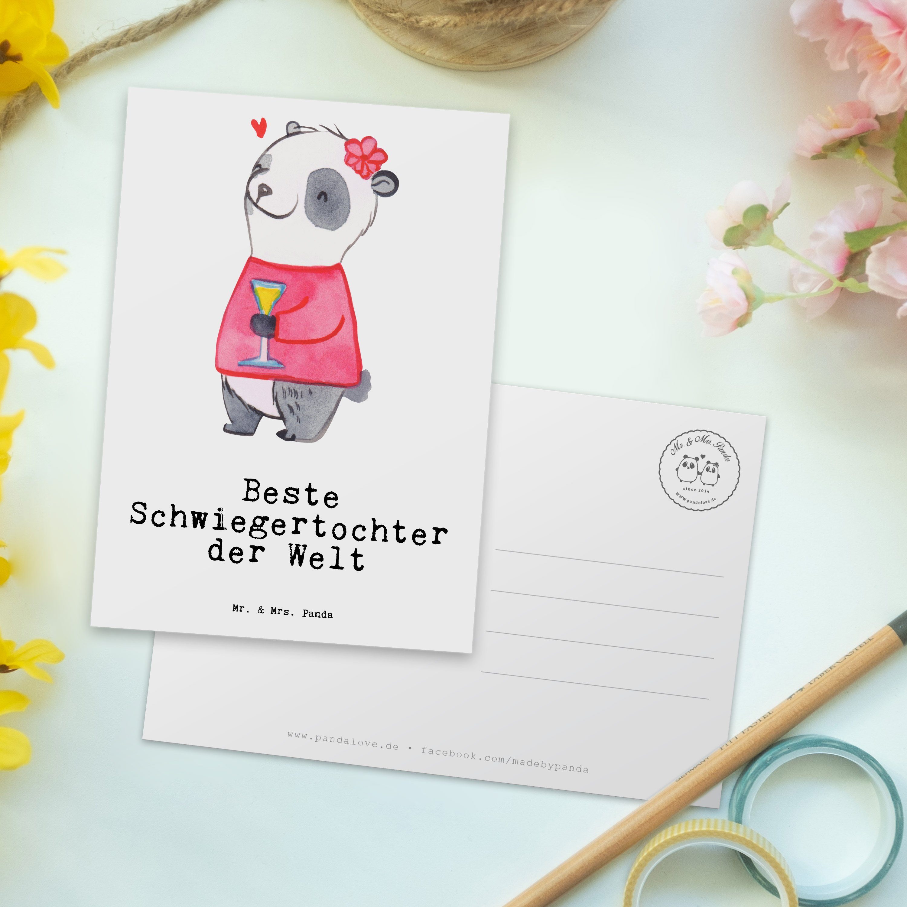Schen Schwiegertochter Beste Panda - Panda Postkarte Weiß - Mr. & Mrs. der Geschenk, Karte, Welt