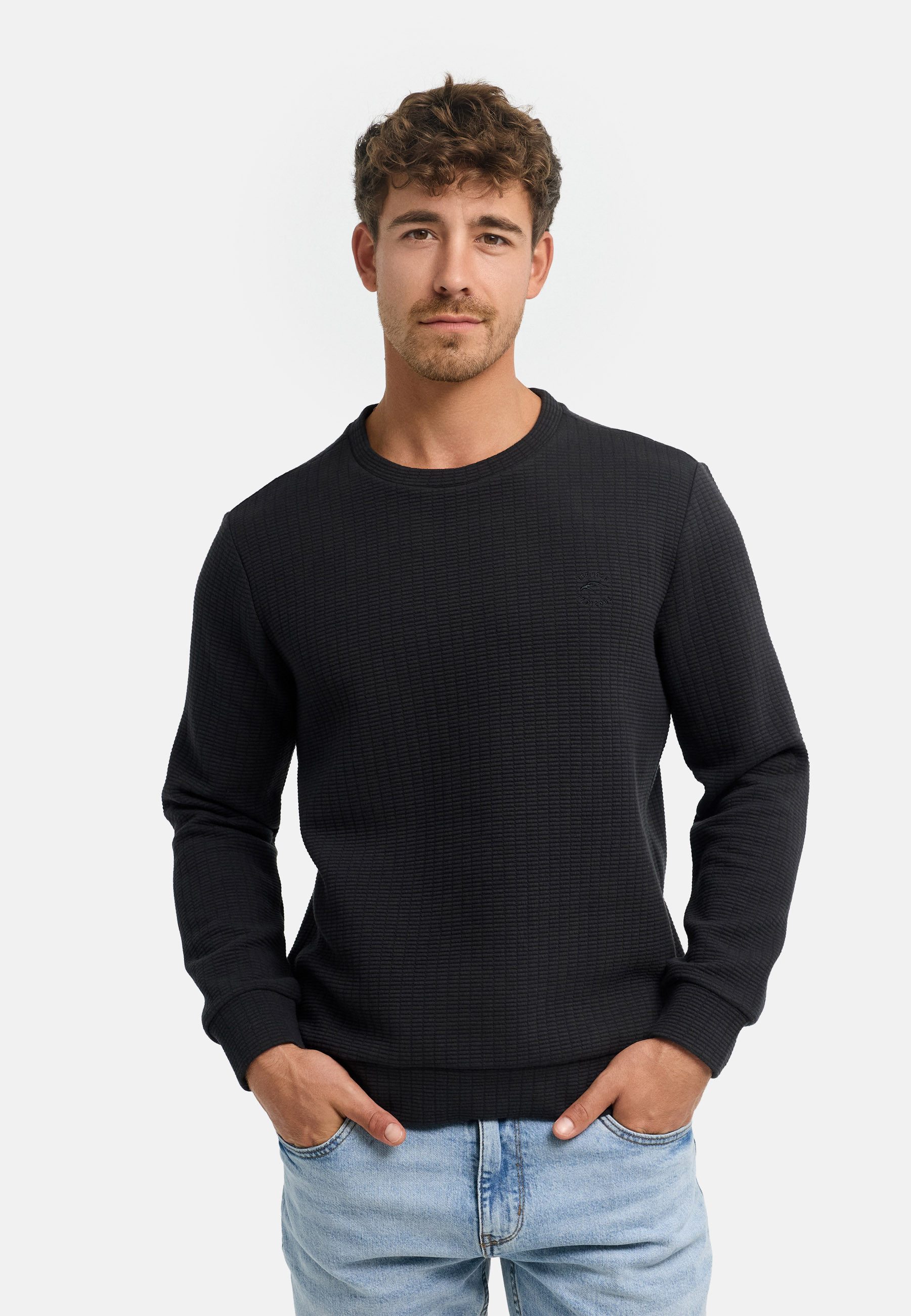 INDICODE Sweater Herren INArken Baumwolle Rundhals Freizeitpullover (Sweatshirt) mit Rundhalsausschnitt, Logo-Stickerei, Regular Fit