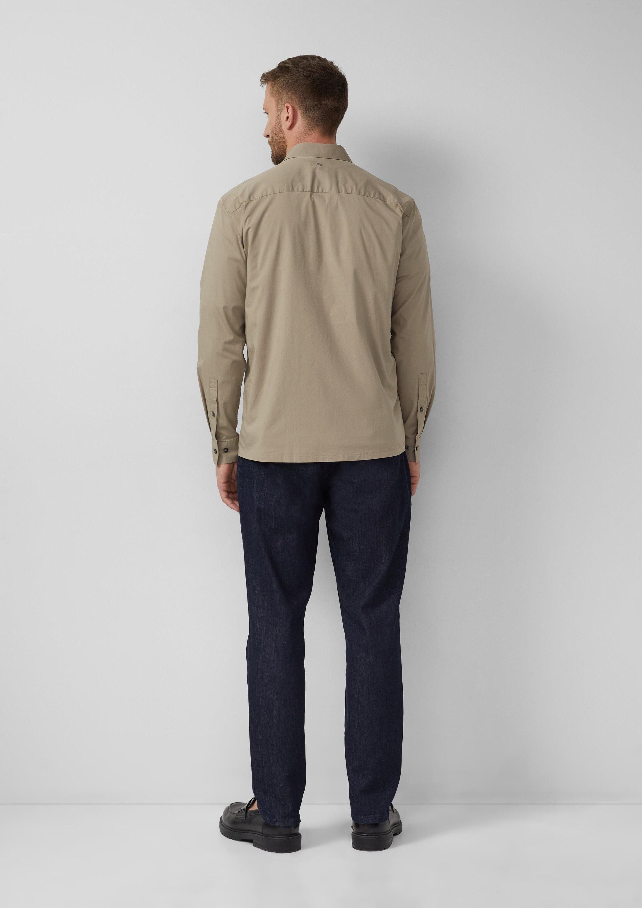 s.Oliver Langarmhemd Hemd Regular Fit: Hemd aus Baumwollmix mit Artwork