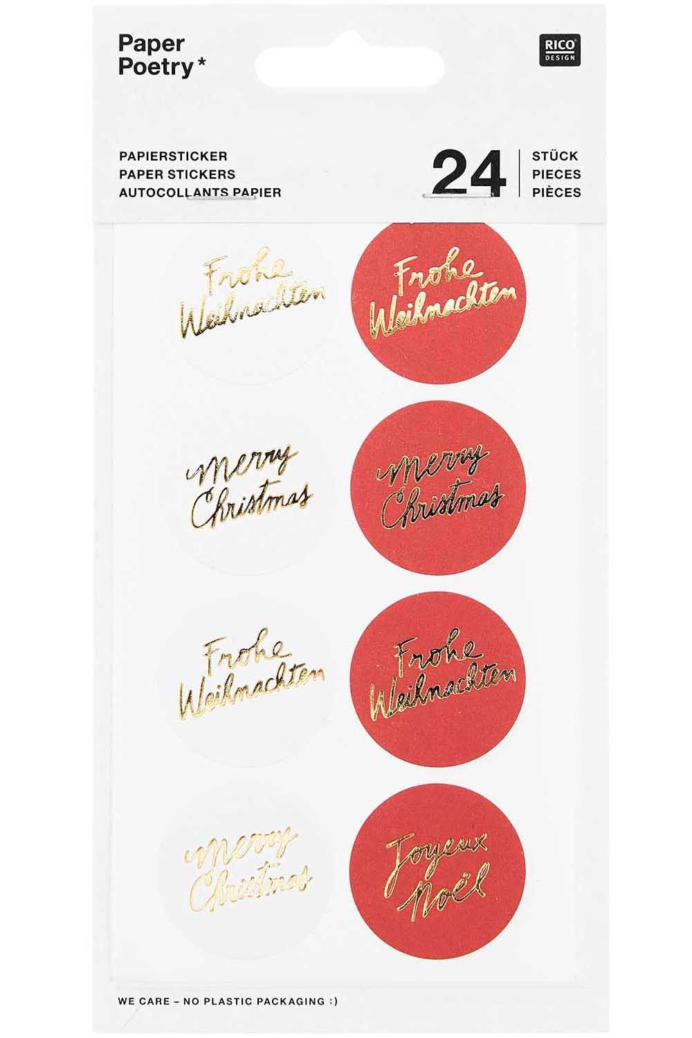 Rico Design Наклейки Papiersticker Merry Christmas, (24-tlg), 24 Stück