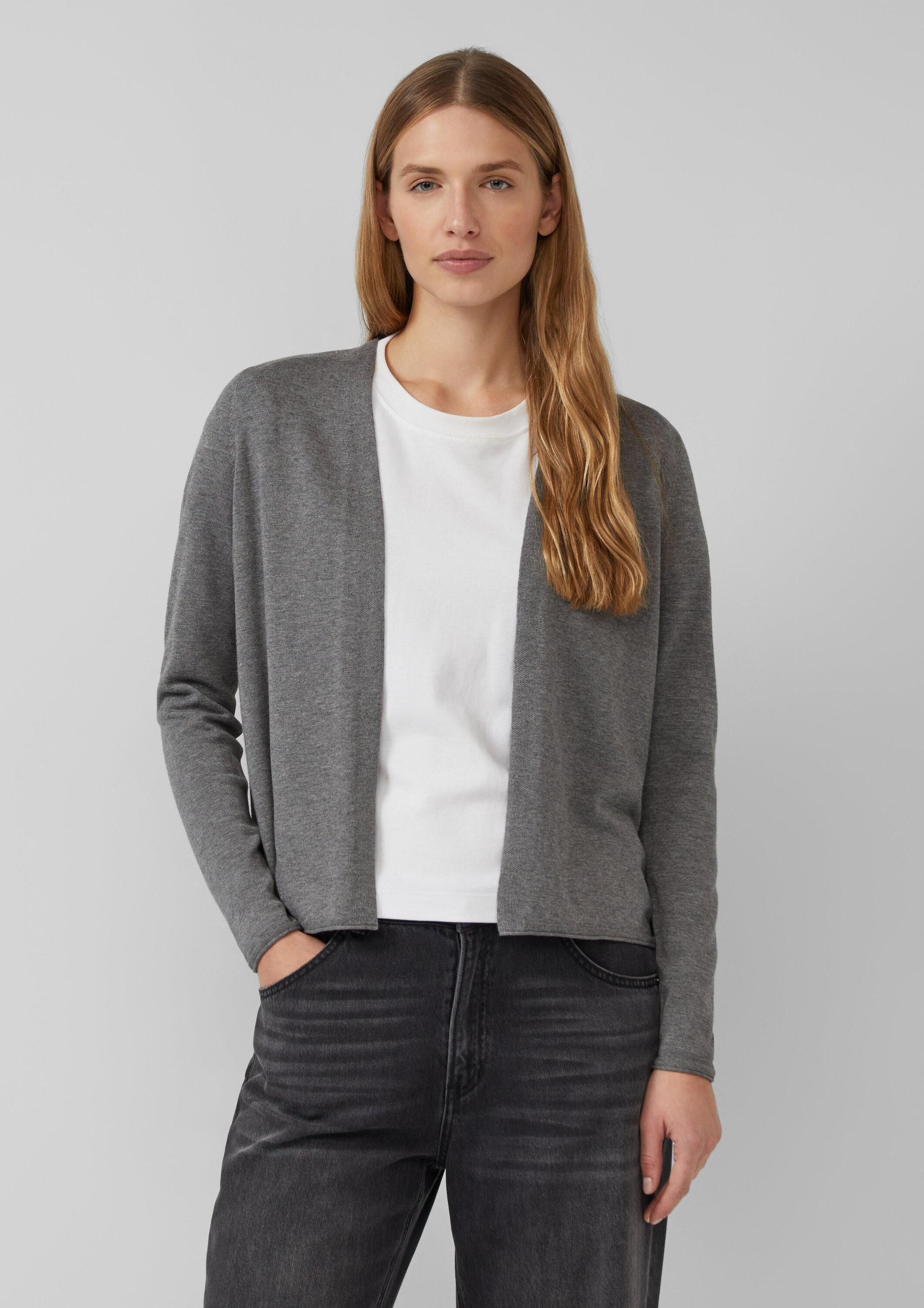 s.Oliver Cardigan Strickjacke Feinstrickjacke mit Rollkante am Saum günstig online kaufen