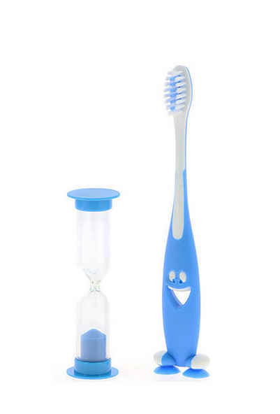 Zahnbürste KINDER ZAHNBÜRSTE mit Sanduhr Zahnputzuhr Kinderzahnbürste 23 (Blau), Kinderbürste