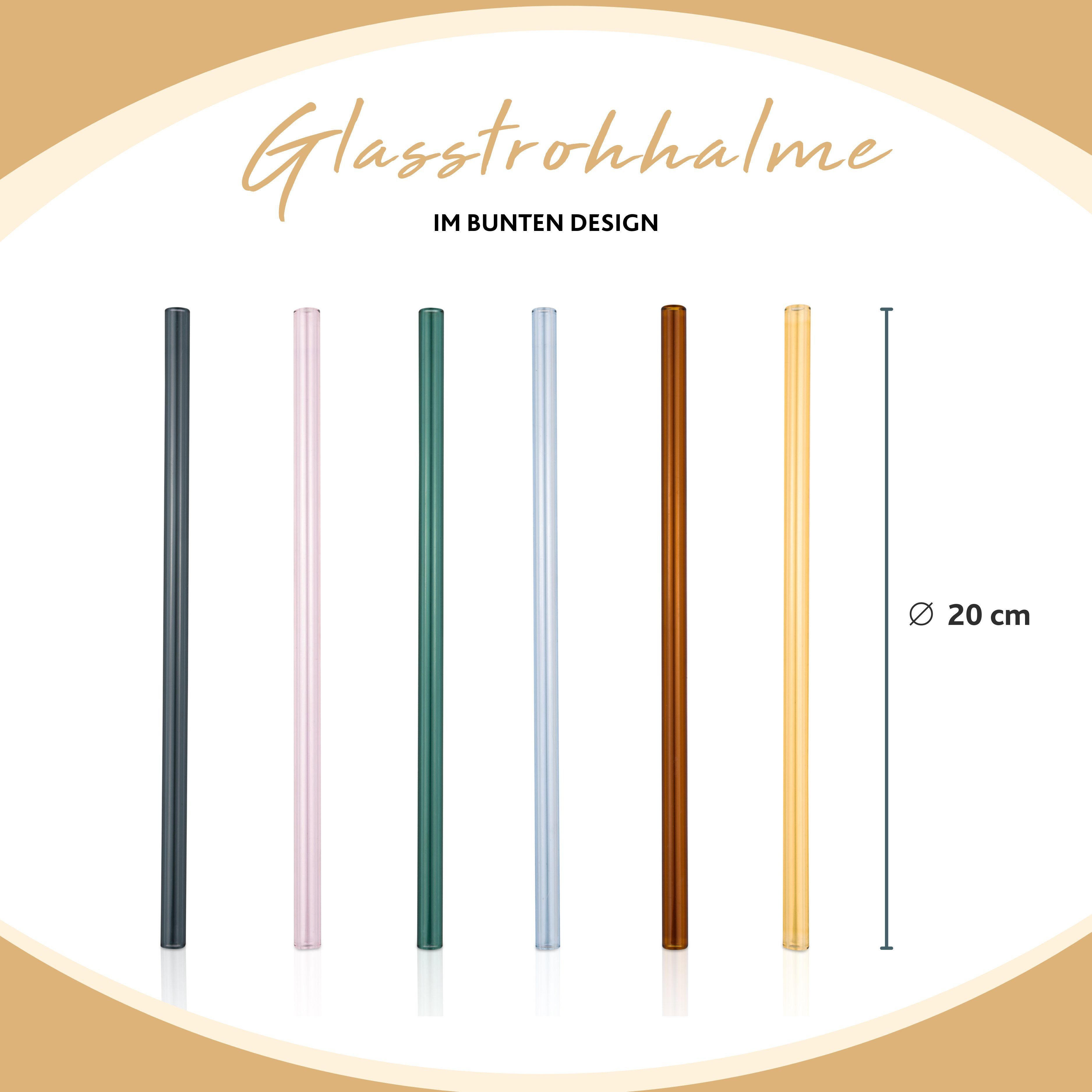 SÄNGER Trinkhalme wiederverwendbare Glasstrohhalme, (Set, 6-tlg., 6x Strohhalme), Bunt / Mehrfarbig
