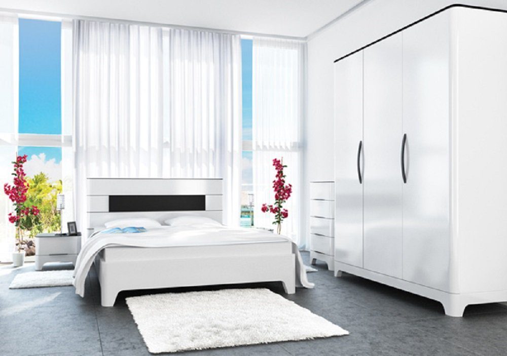 Feldmann-Wohnen Schlafzimmer-Set VERONA, (Set, 5-St., 1 Kleiderschrank + 1 Kommode + 1 Bett + 2 Nachtkonsolen), Liegefläche: 160 x 200 cm