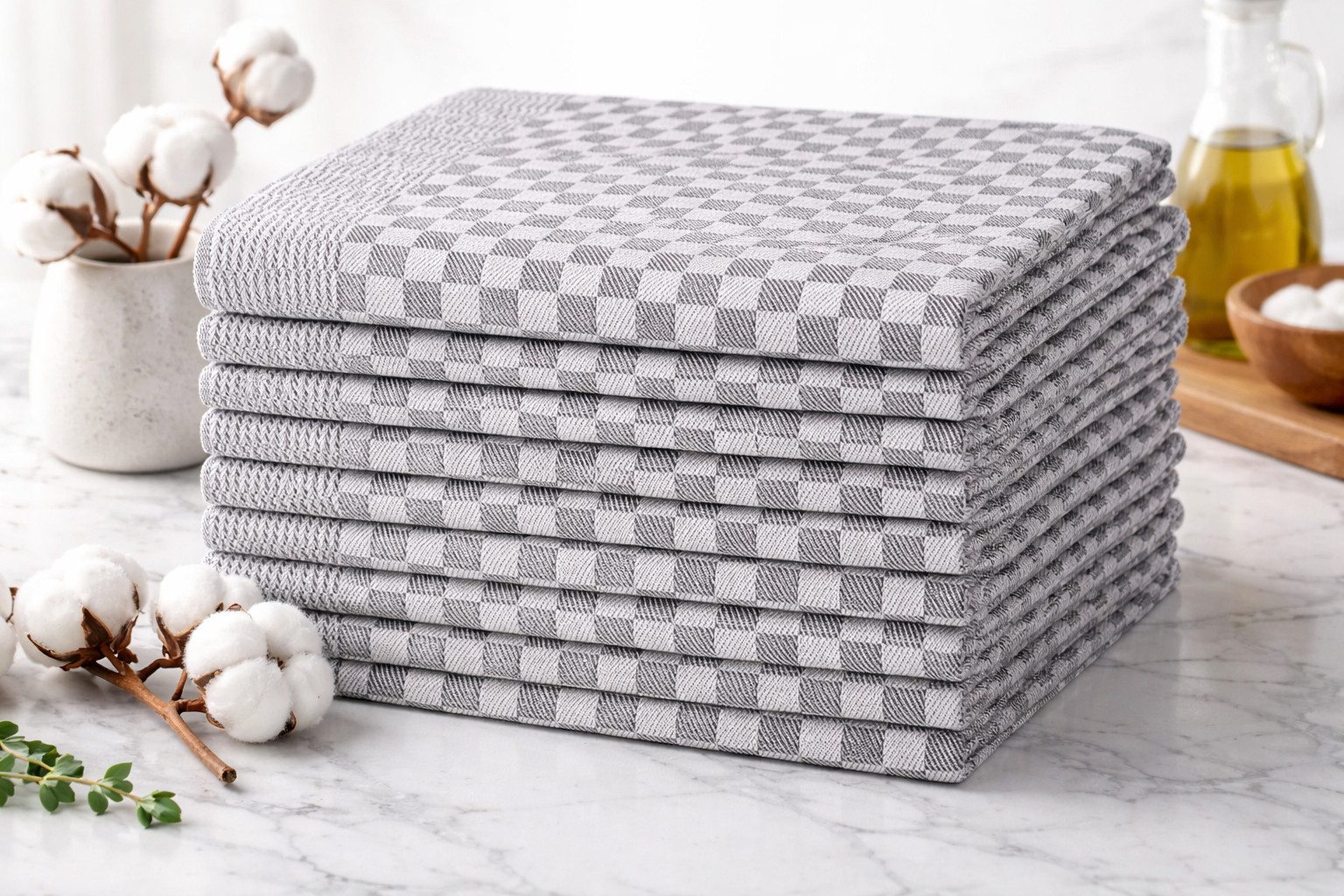 BRB HOME Geschirrtuch Geschirrtücher 100% Baumwolle Trockentuch Küchentücher (6 Stück), 50x70 cm, Grau, Karomuster, Dekorativ, 240 g/m²