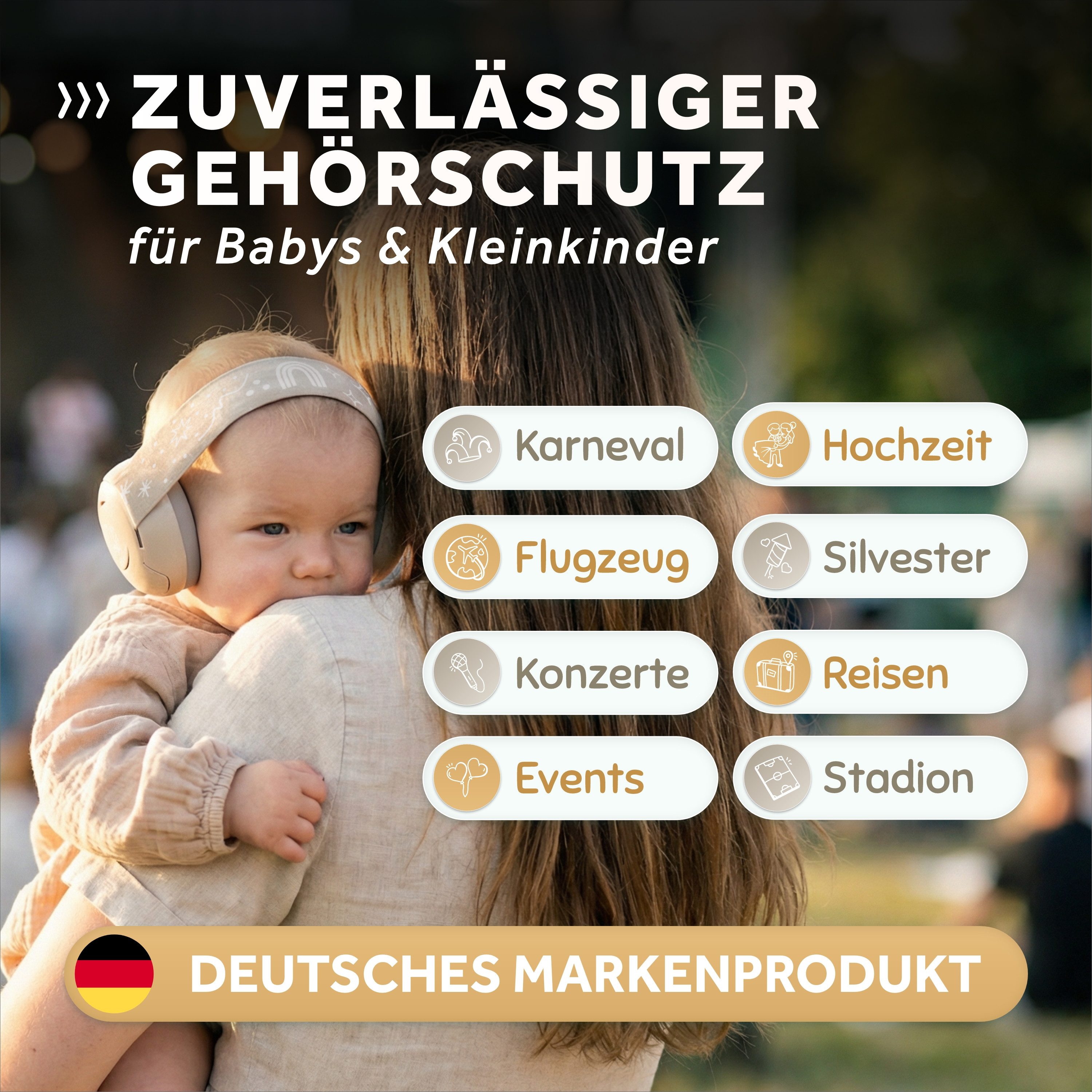 Schallwerk Kapselgehörschutz Mini+ Ohrenschützer für Kleinkinder - Gehörschutz Baby, (Kopfhörer Babys & Kleinkinder, Ohrenschutz für Babys mit verstellbaren Band), bis zu 52cm Kopfumfang