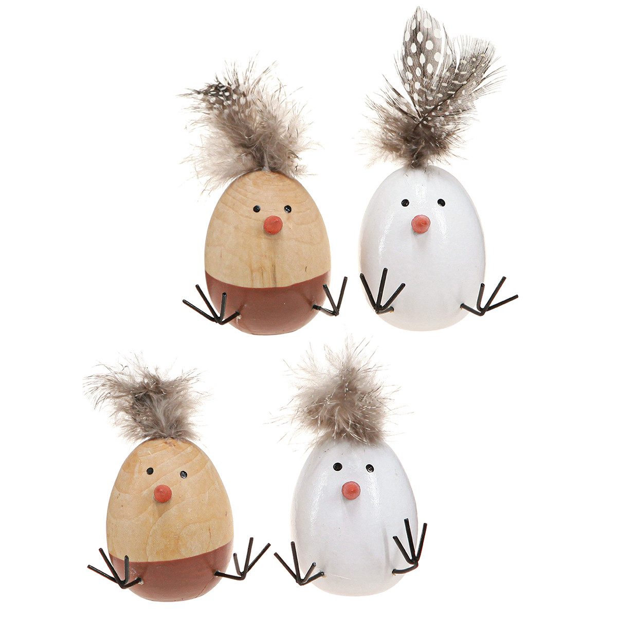 Osterhase Osterdeko Küken Osterei Weiß Natur 9cm 4er Set