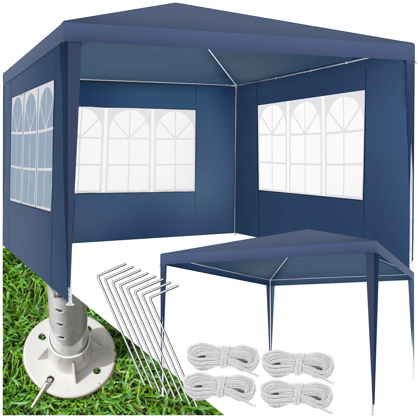 tectake Pavillon Partyzelt Barinas mit 3 Seitenteilen, wasserdicht, 3x3m, m günstig online kaufen