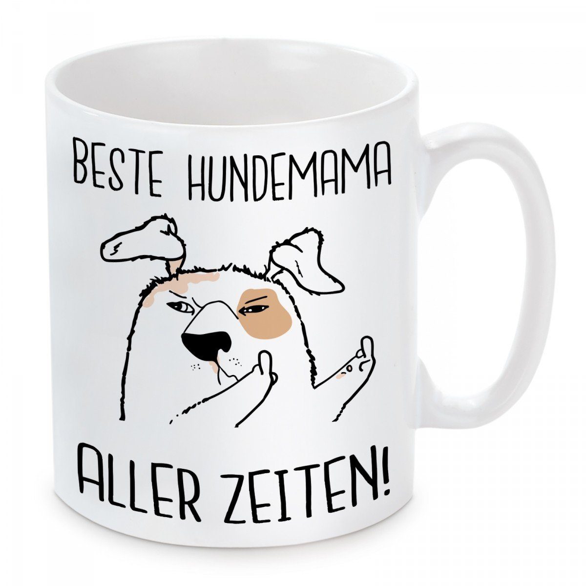 Herzbotschaft Tasse Kaffeebecher mit Motiv Beste Hundemama aller Zeiten!, Keramik, Kaffeetasse spülmaschinenfest und mikrowellengeeignet