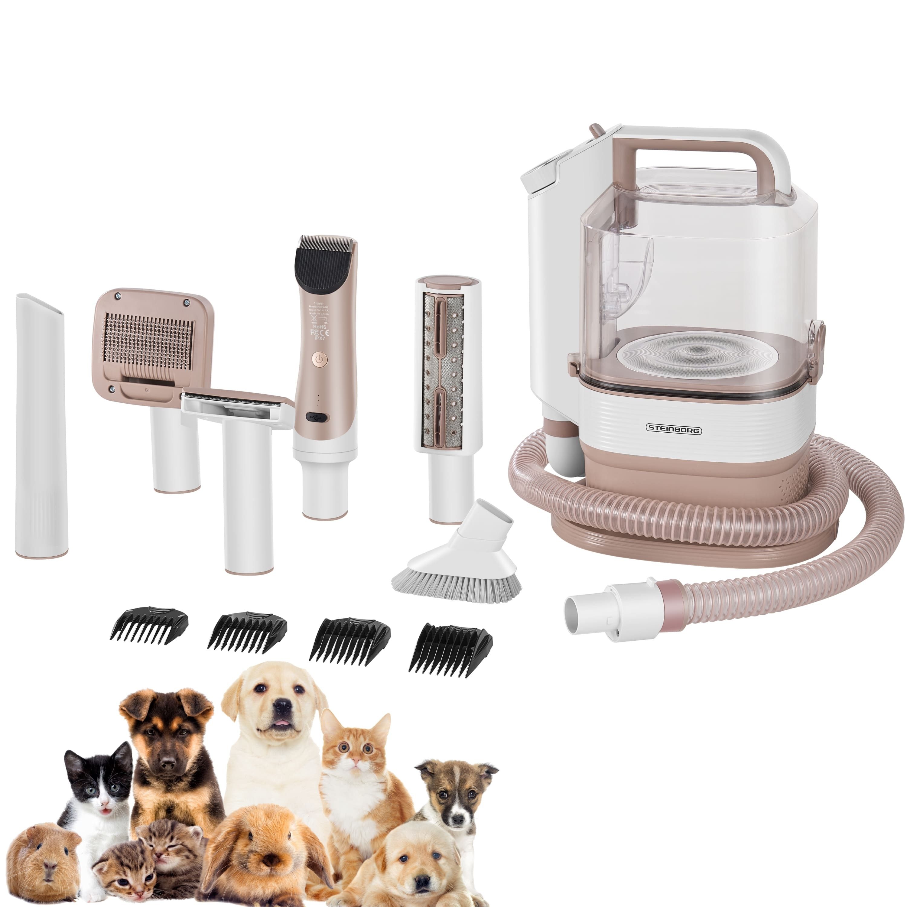 STEINBORG Tierhaarentferner SB-1070, (Set, 11 tlg), 7-in-1 Komplettset, 13.500 Pa, 1.45 m Schlauch, HEPA-Filter, Leise