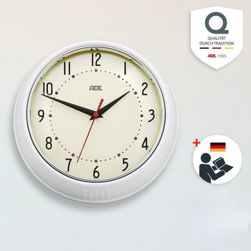 ADE Wanduhr Große Anzeige, leicht ablesbar (analoge Uhr mit leisem Quarzuhrwerk und Metallrahmen)