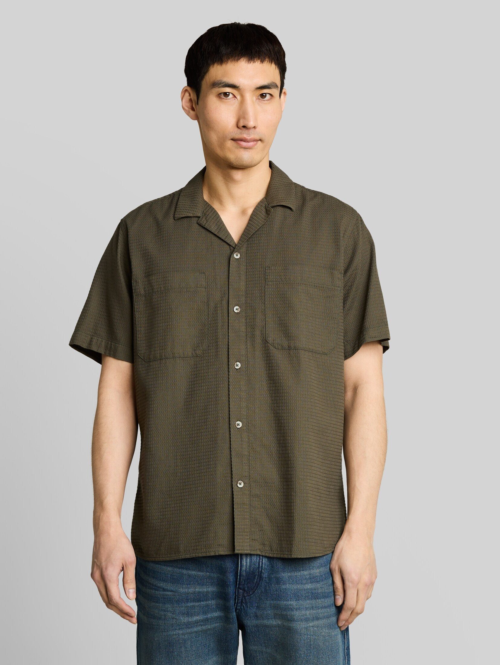 TOM TAILOR Kurzarmhemd Blusen & Shirts Regular Fit Resort Hemd mit Waffelstruktur
