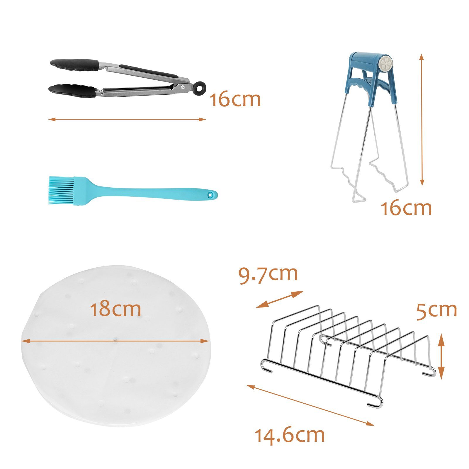 Clanmacy Küchenmaschinen Zubehör-Set 12tlg Heißluftfritteuse Zubehör Airfryer Back Heißluftofen Fritteuse 8