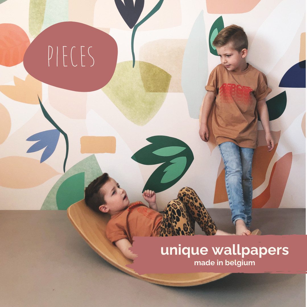 Rasch Fototapete Pieces in Orange, Roomblush - RB254 - 2,85m x 2,00m, glatt, floral, abstrakt, gemustert, organisch, mehrfarbig, geblümt, geometrisch, (1 Rolle, 1 St), Bunt