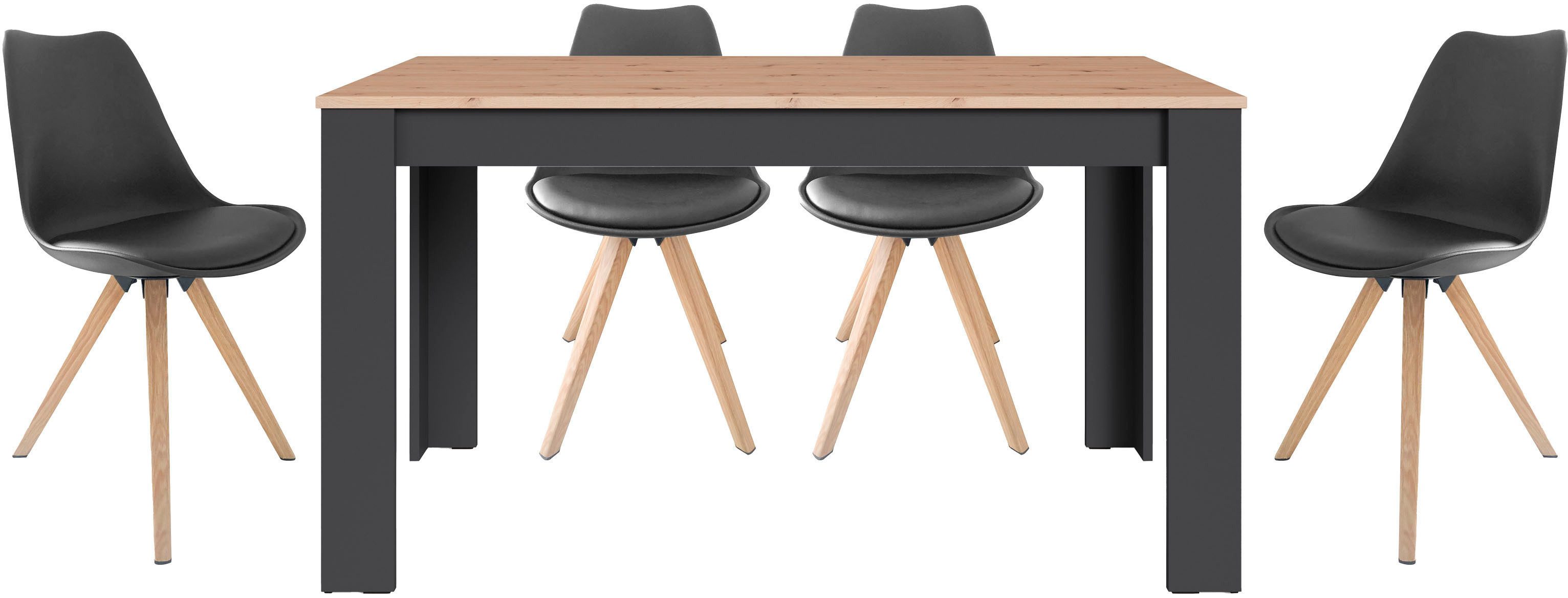 byLIVING Essgruppe Kira, (Set, 5-tlg), modernes Set mit 4 Stühlen in mehreren Farben und Größen erhältlich