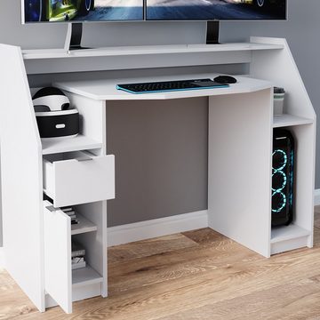 Vicco Computertisch Arbeitstisch Schreibtisch PC-Tisch JOEL Weiß