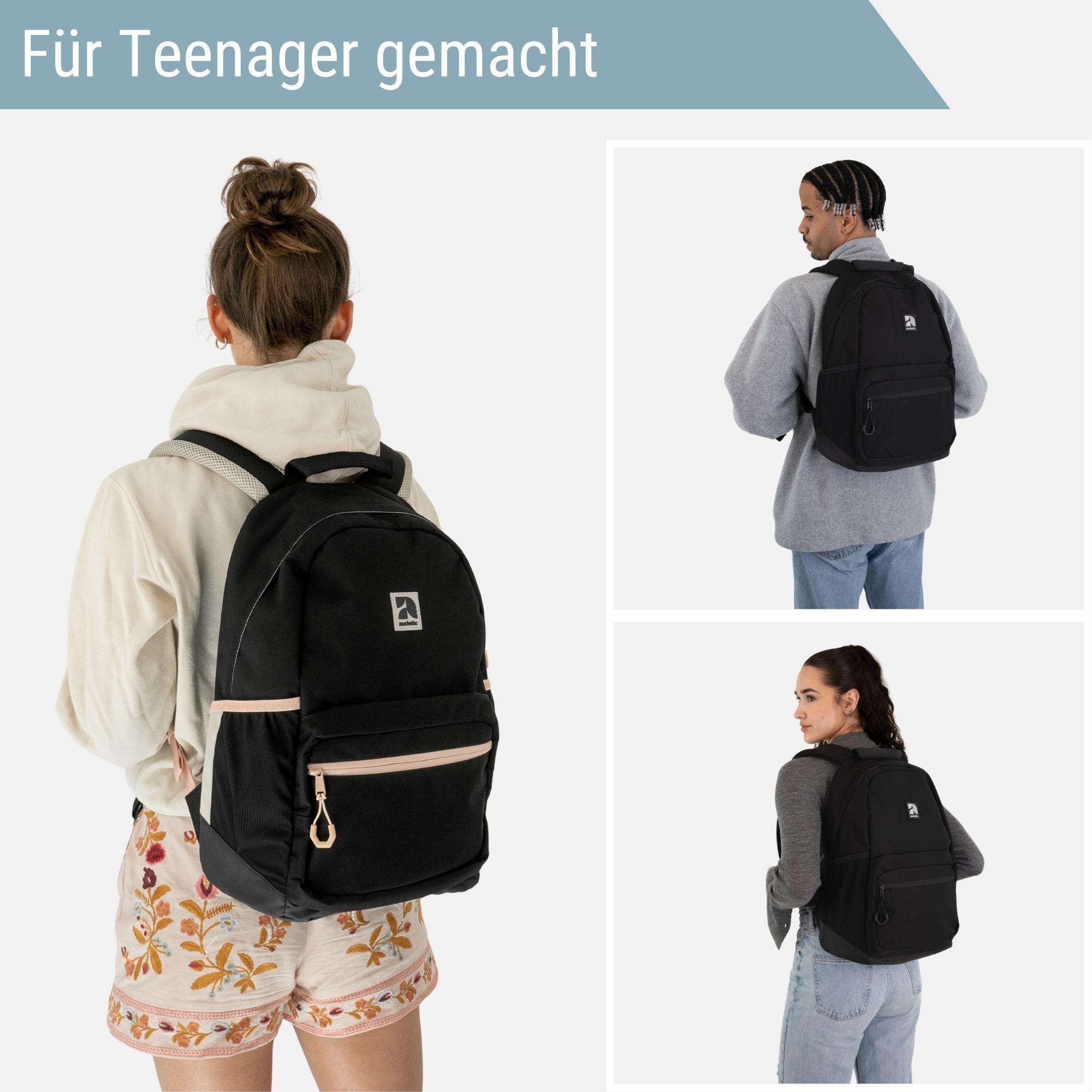 audetic Schulrucksack FLEX Rucksack Schule Schulrucksack Mädchen Jungen, Viele Fächer, Laptopfach, Wasserabweisend