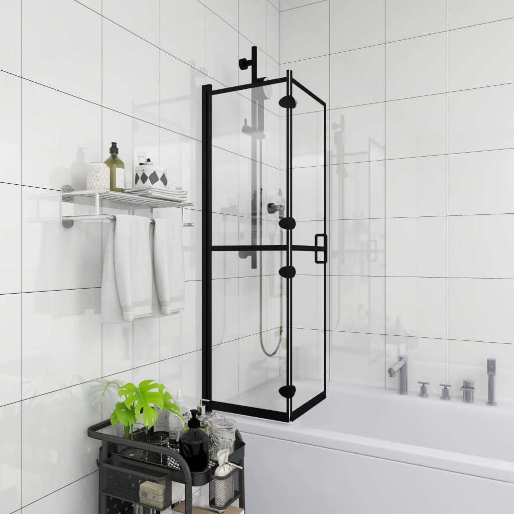 vidaXL Duschwand Faltbare Duschkabine ESG Schwarz 100x140 cm