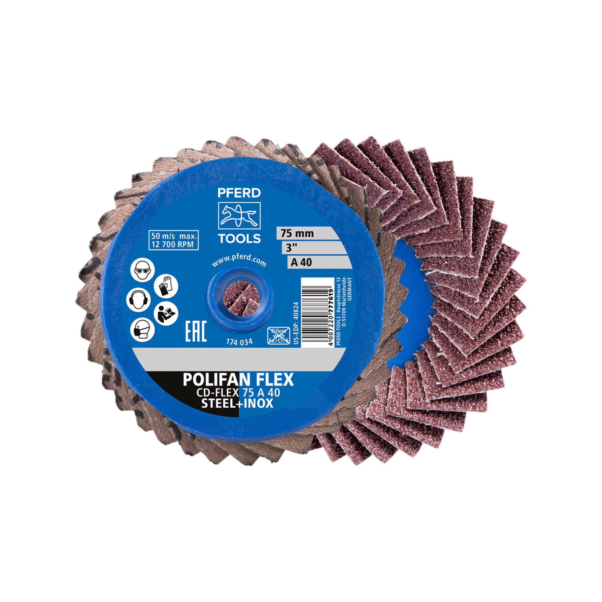 Pferd Schleifpapier PFERD Grinding Tools COMBIDISC CDR-FLEX 75 A 60 10 Stk