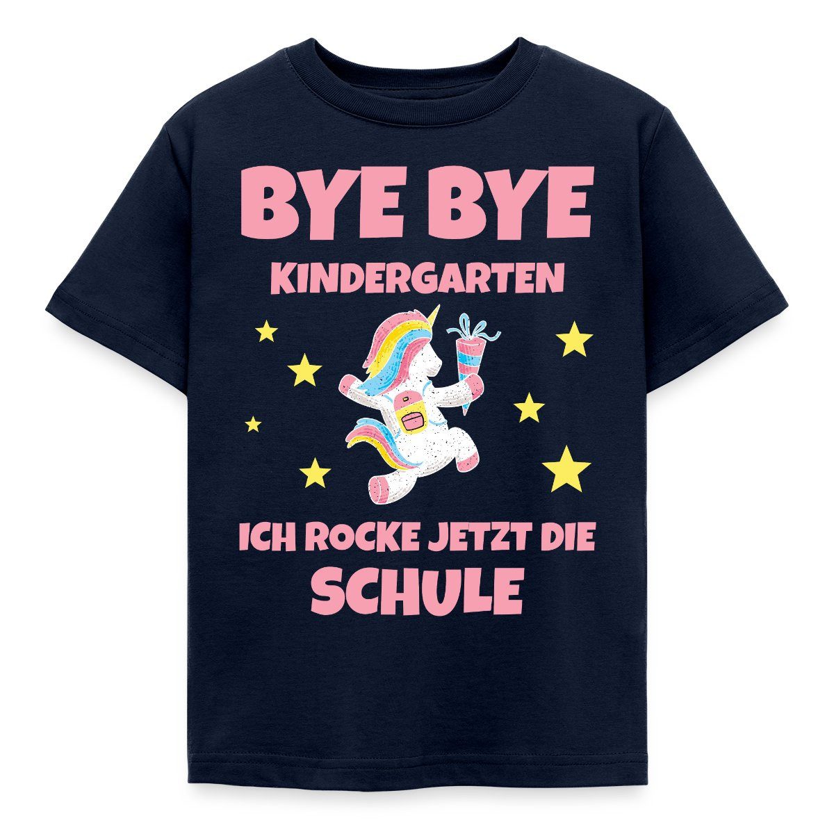 Spreadshirt T-Shirt Bye Bye Kita Ich rocke jetzt die Schule Einhorn Kinder T-Shirt (1-tlg)