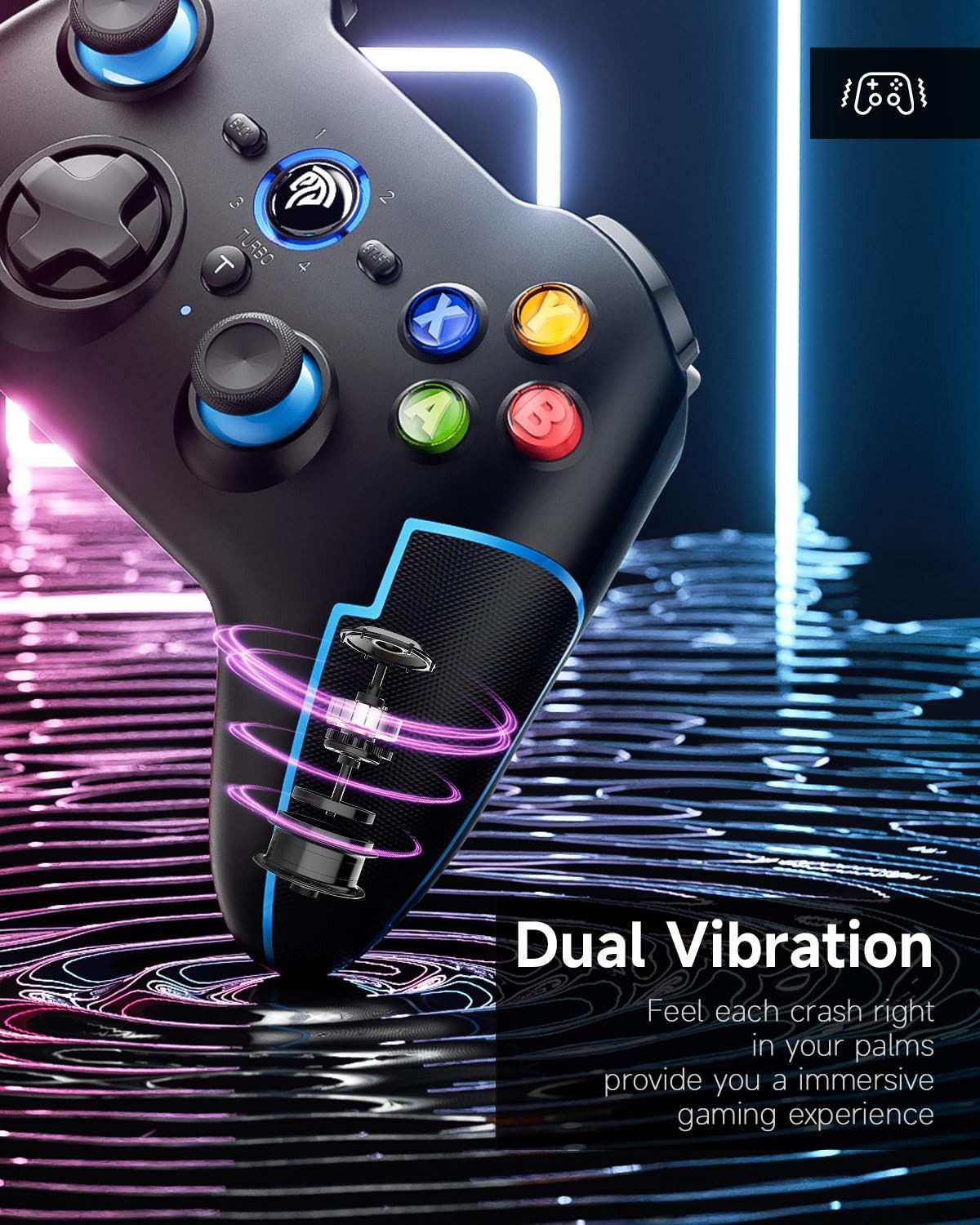Novzep Wireless PC Controller Bluetooth Hall-Trigger&Dual Vibration&Turbo Gaming-Controller (TURBO FUNKTION/ Bluetooth, 2,4 GHz & Kabel)