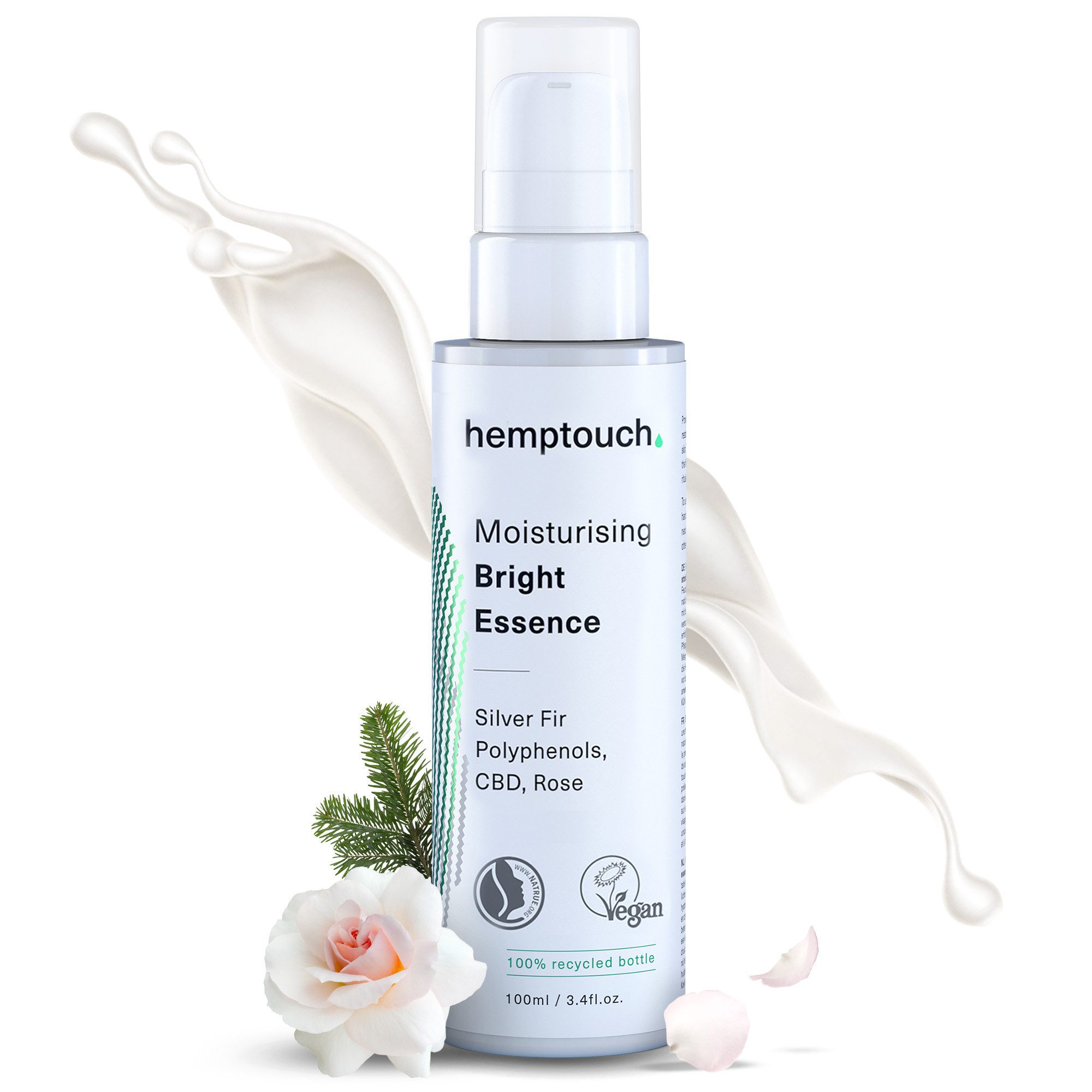 Hemptouch Gesichtsserum Feuchtigkeitsspendende CBD Essenz mit Hyaluronsäure und Weißtanne, Für tiefenwirksame Feuchtigkeit, verbessert Spannkraft und Elastizität