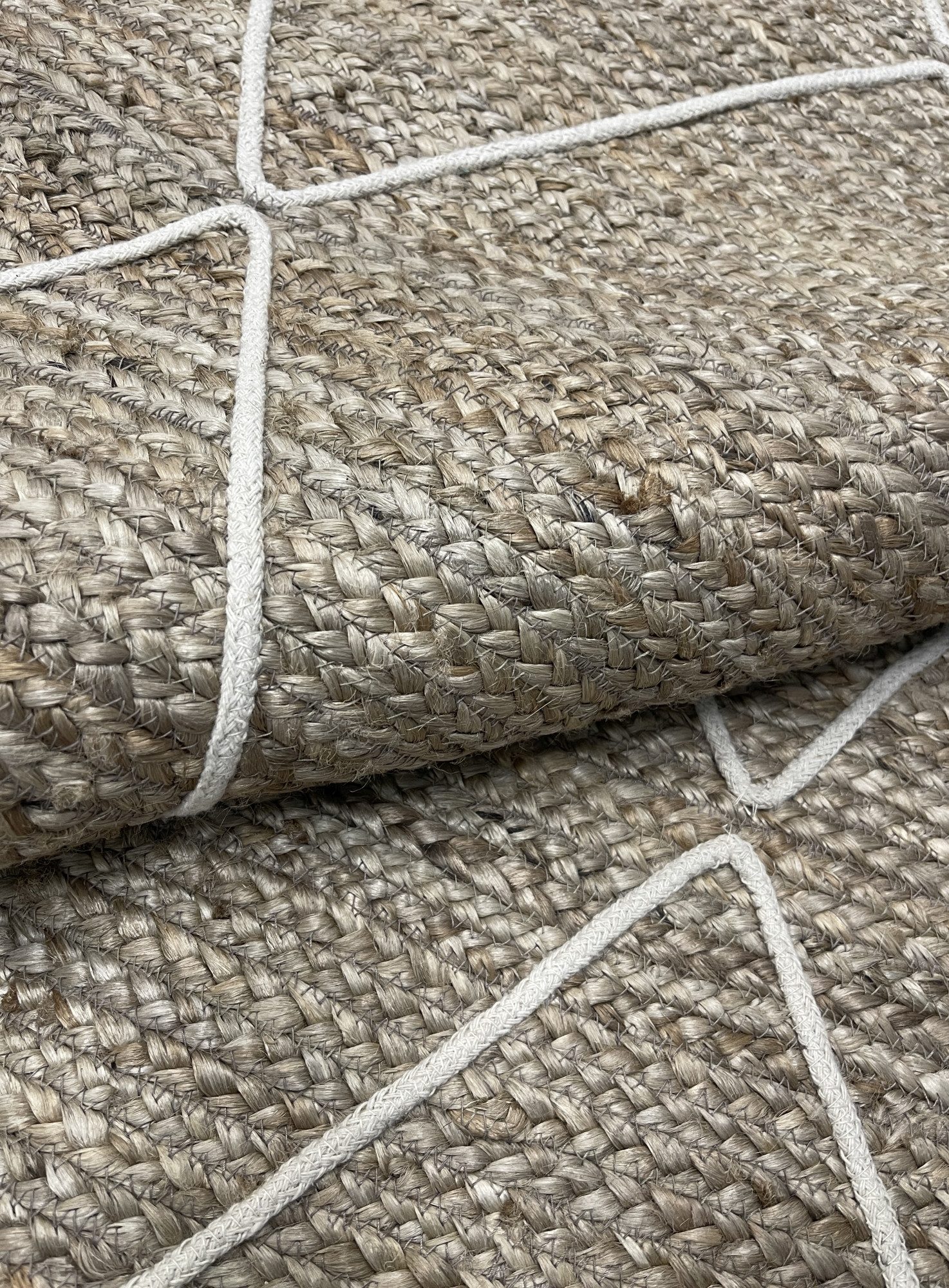 Myflair Möbel & Accessoires Teppich Juna Essence, rechteckig, Höhe: 10 mm, Juteteppich, handgeflochten, meliert, Rauten Muster, auch als Läufer