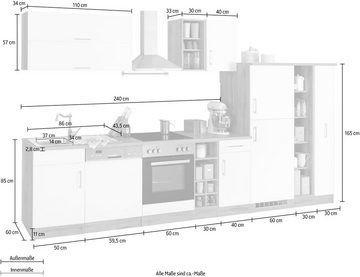 HELD MÖBEL Küchenzeile Colmar, mit E-Geräten, Breite 360 cm