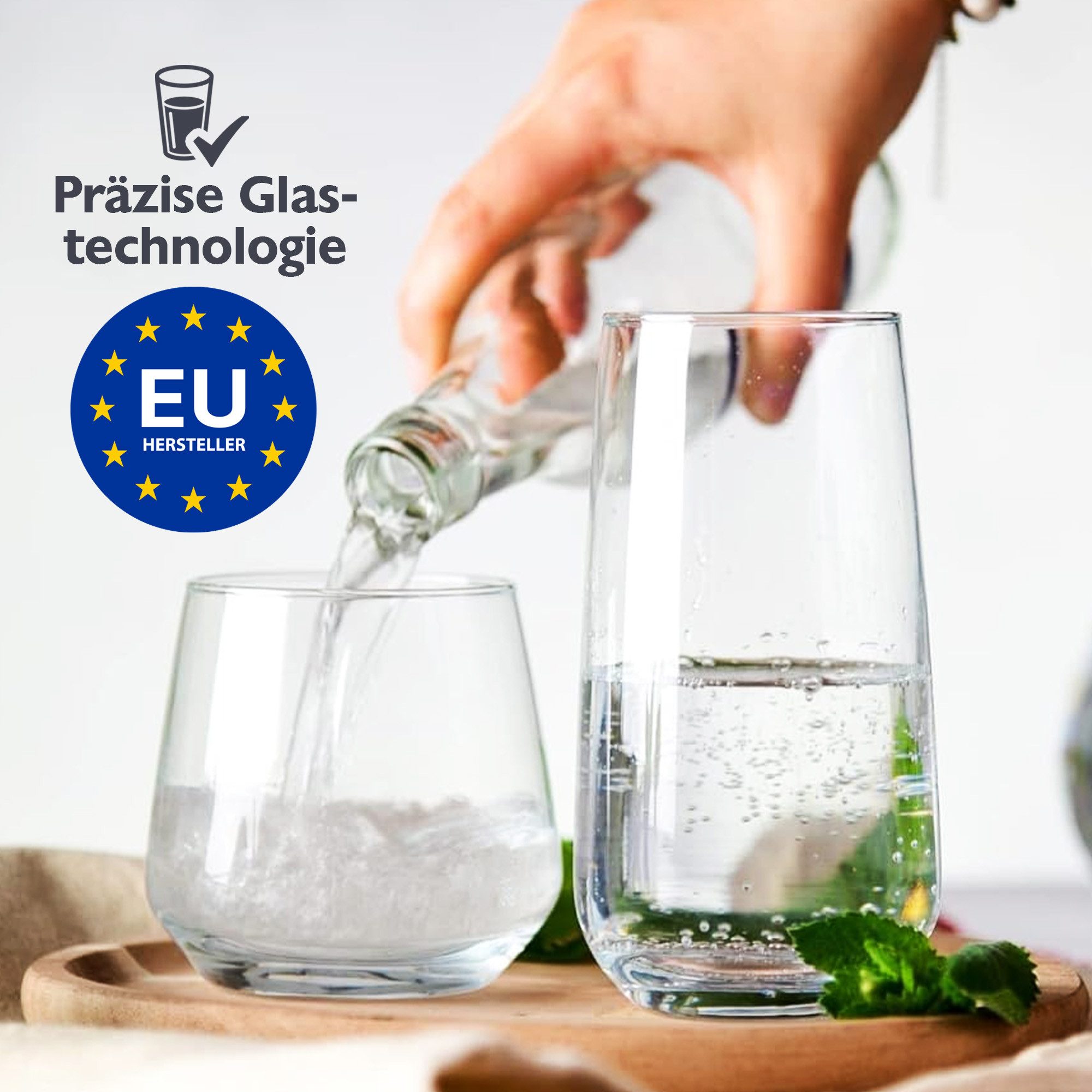 KONZEPT Gläser-Set Premium Gläser Set 12 Teilig, Wassergläser Spülmaschinenfes, 12-tlg., 6er Longdrinkgläser 480ml und 6 er Trinkgläser 310ml