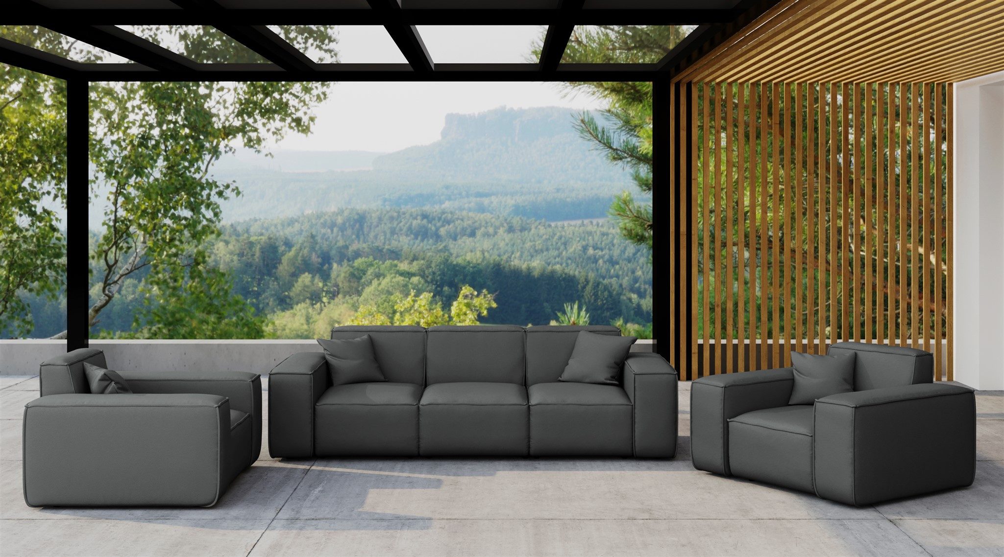 Fun Möbel Gartenlounge-Set Gartenmöbel-Set SUMMER 3-1-1, (Pflegeleichter und wetterfester Bezug, 3-tlg), inkl. 4 Zierkissen