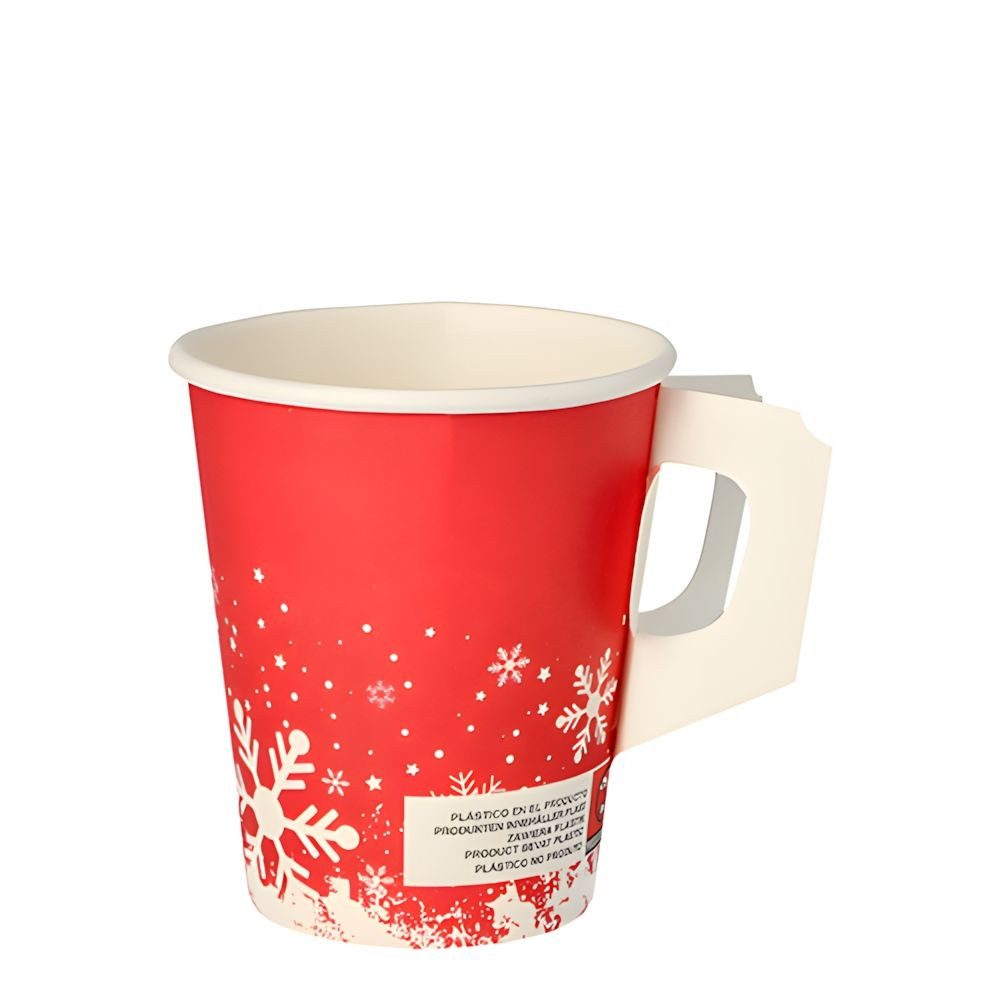 PAPSTAR Einwegbecher Trinkbecher mit Henkel, Pappe 0,2 l Ø 8 cm, 9,3 cm Winter Time 50 Stk, Pappe, beschichtet