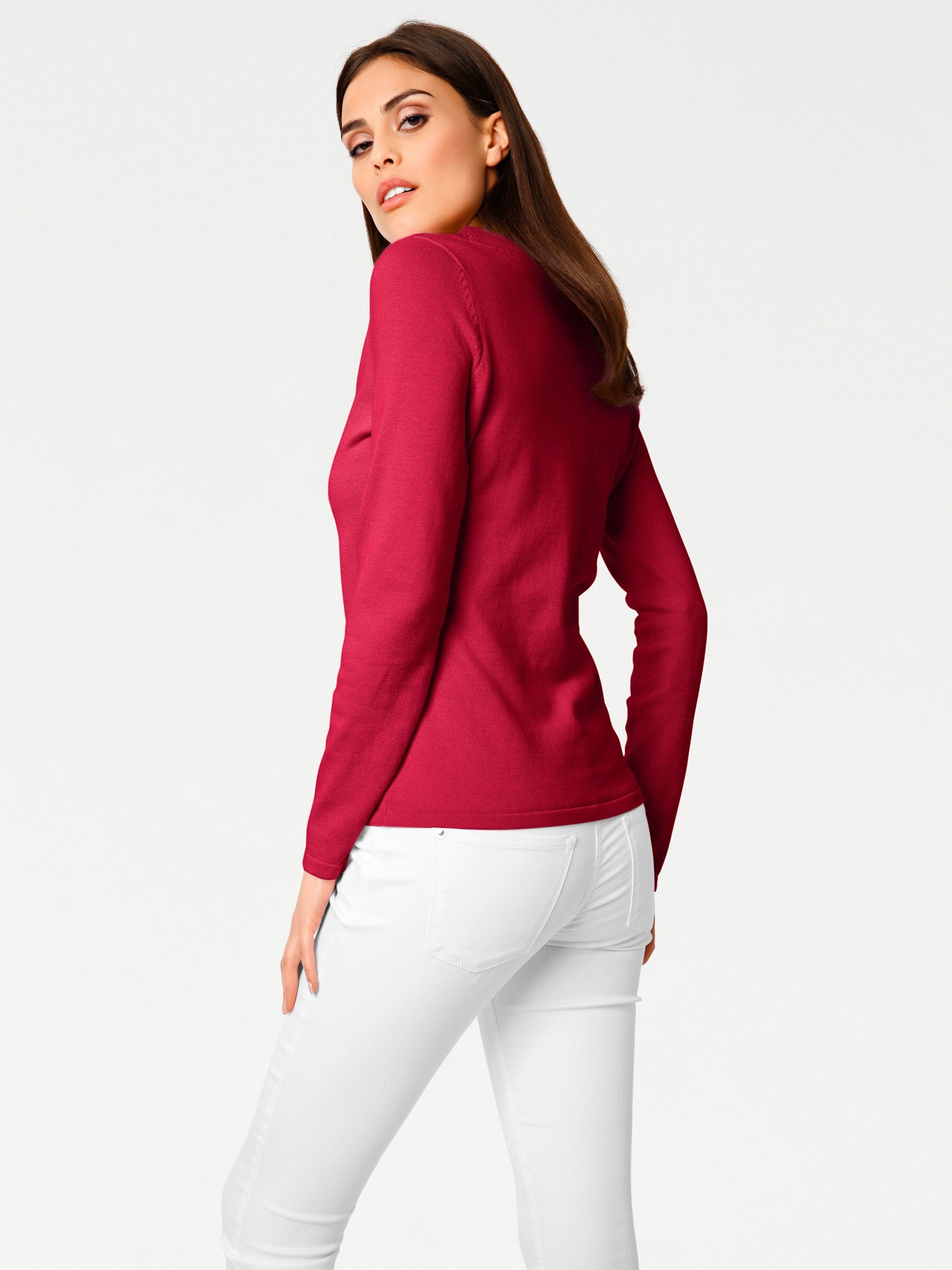 heine Strickpullover V-Pullover Langarm Feinstrick