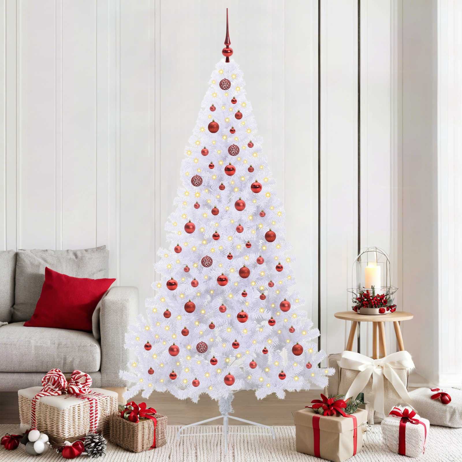 vidaXL Künstlicher Weihnachtsbaum Künstlicher Weihnachtsbaum Weiß 210 cm PVC und Stahl