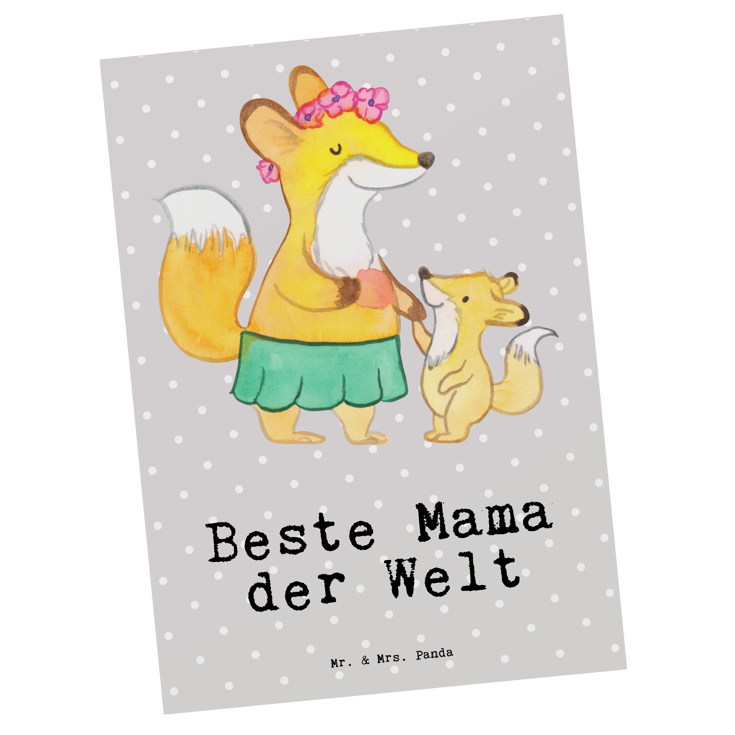 Mr. & Grau Mama Mrs. Panda Dankes Pastell - Geschenk, Welt Beste der - Bedanken, Postkarte Fuchs