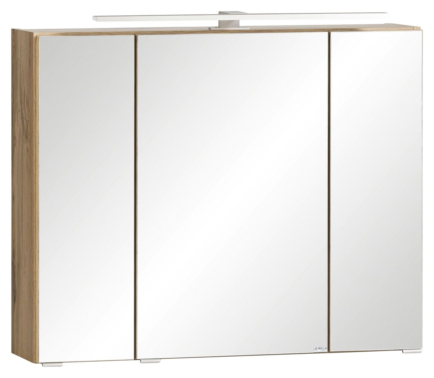 HELD MÖBEL Bild Spiegelschrank, VIGANO, Braun, B 80 cm, T 20 cm Korpus Wotaneiche / Front Spiegel | Wotaneiche