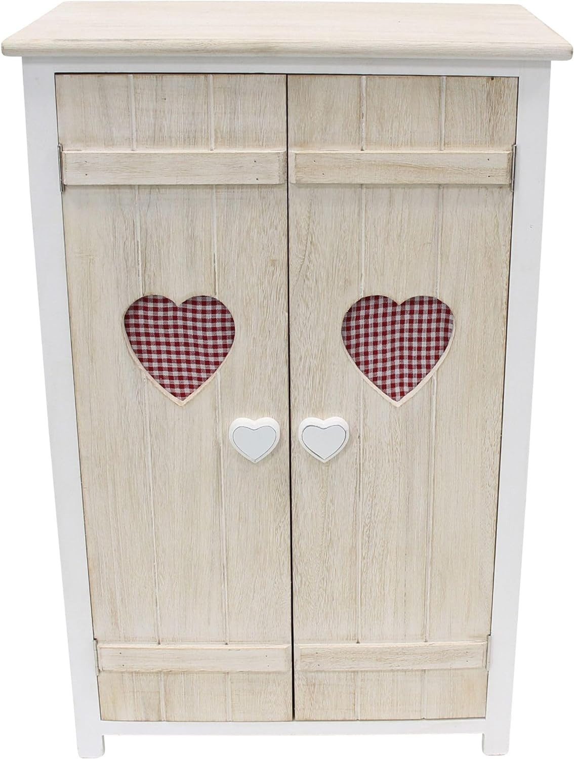 Dekoleidenschaft Kommode "Landherz" aus Holz, weiß gekalkt, 51x31x78 cm, Flurkommode, Schrank, im Landhausstil mit 1 Einlegeboden, Nachtschrank, Nachtkommode