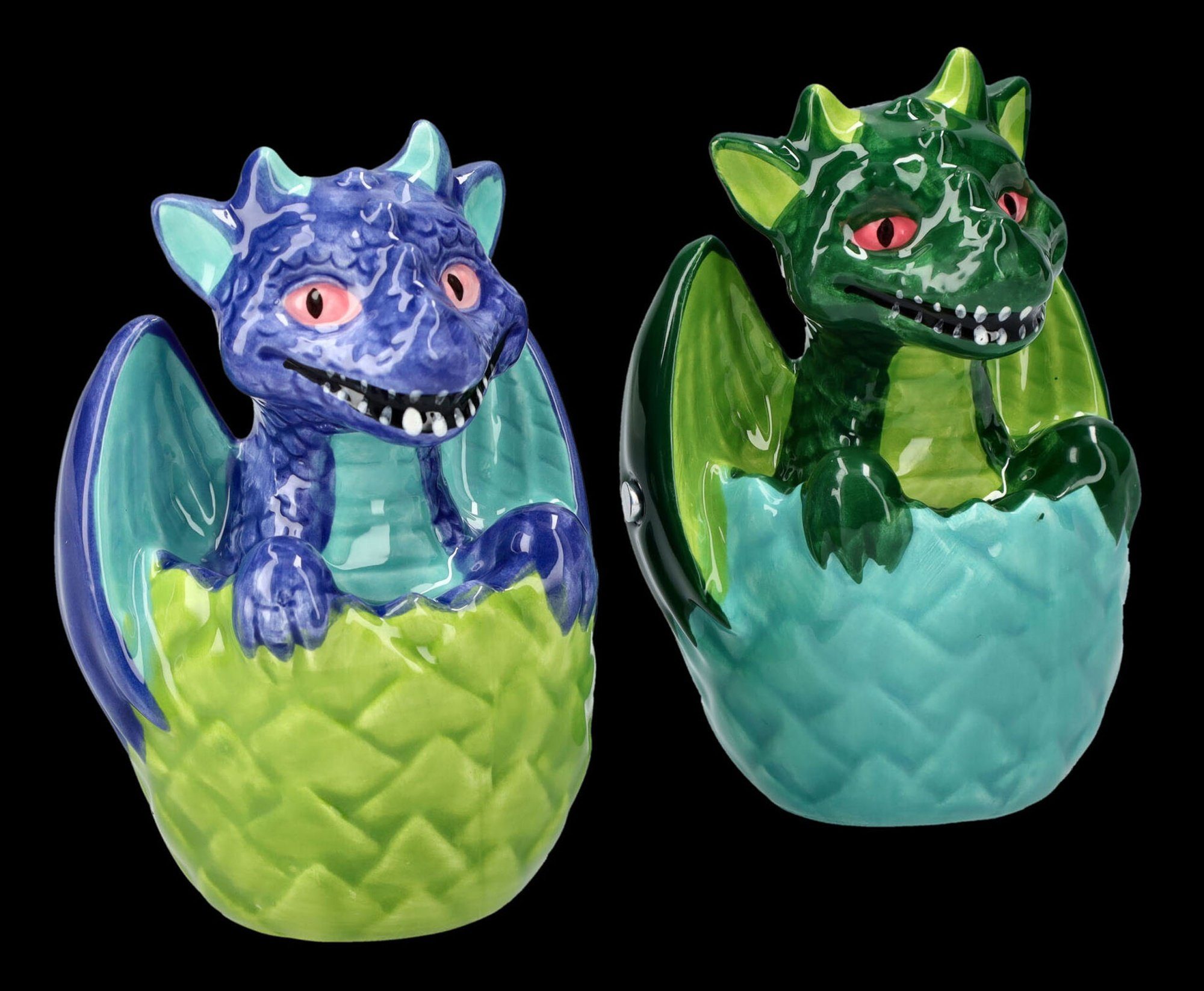 Figuren Shop GmbH Salz- / Pfefferstreuer Salz- und Pfefferstreuer - Schlüpfende Drachen - Fantasy Dekoration, (Set, 2-tlg)