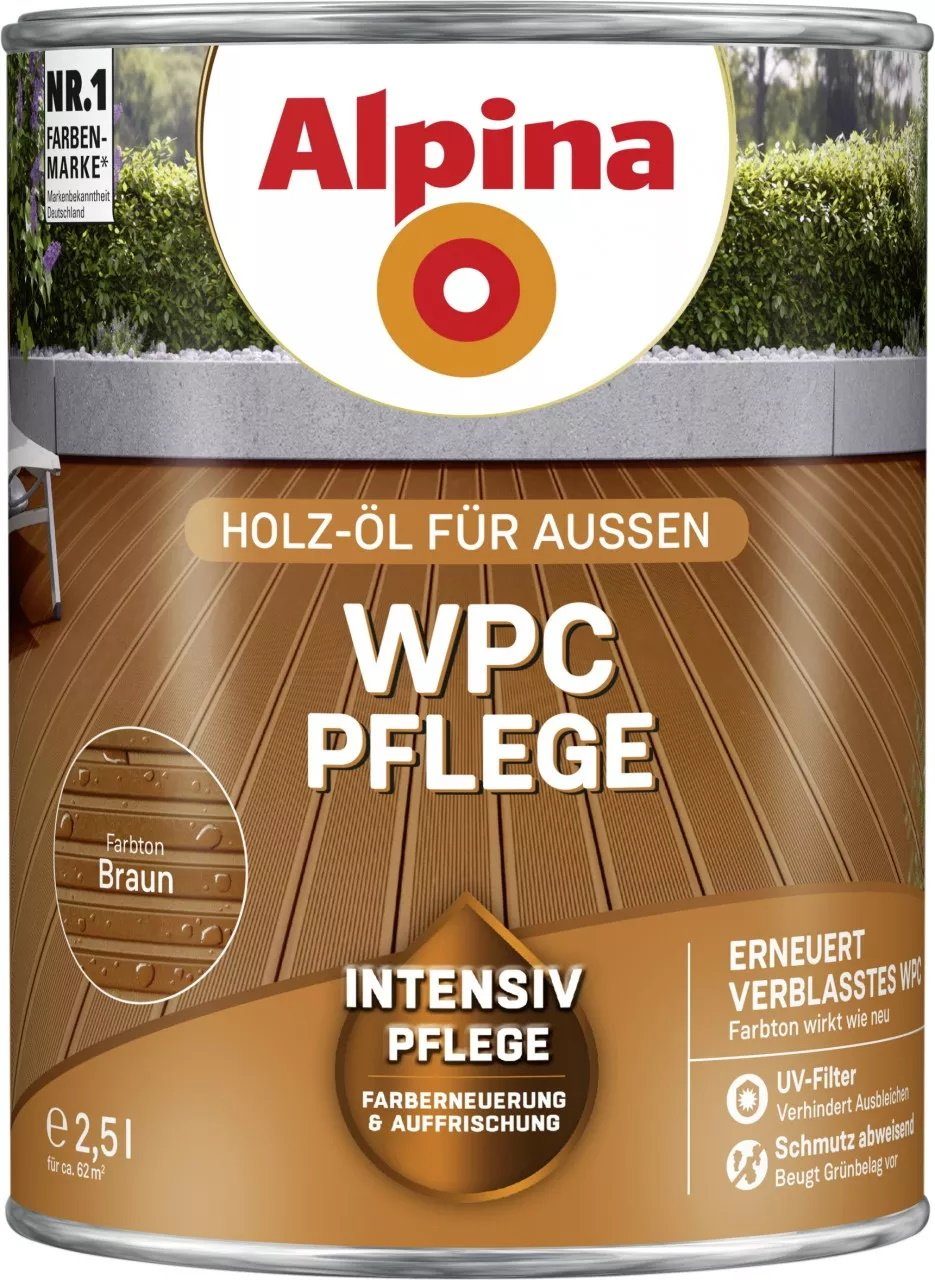 WPC Pflege Alpina Holzöl Liter 2,5 Braun
