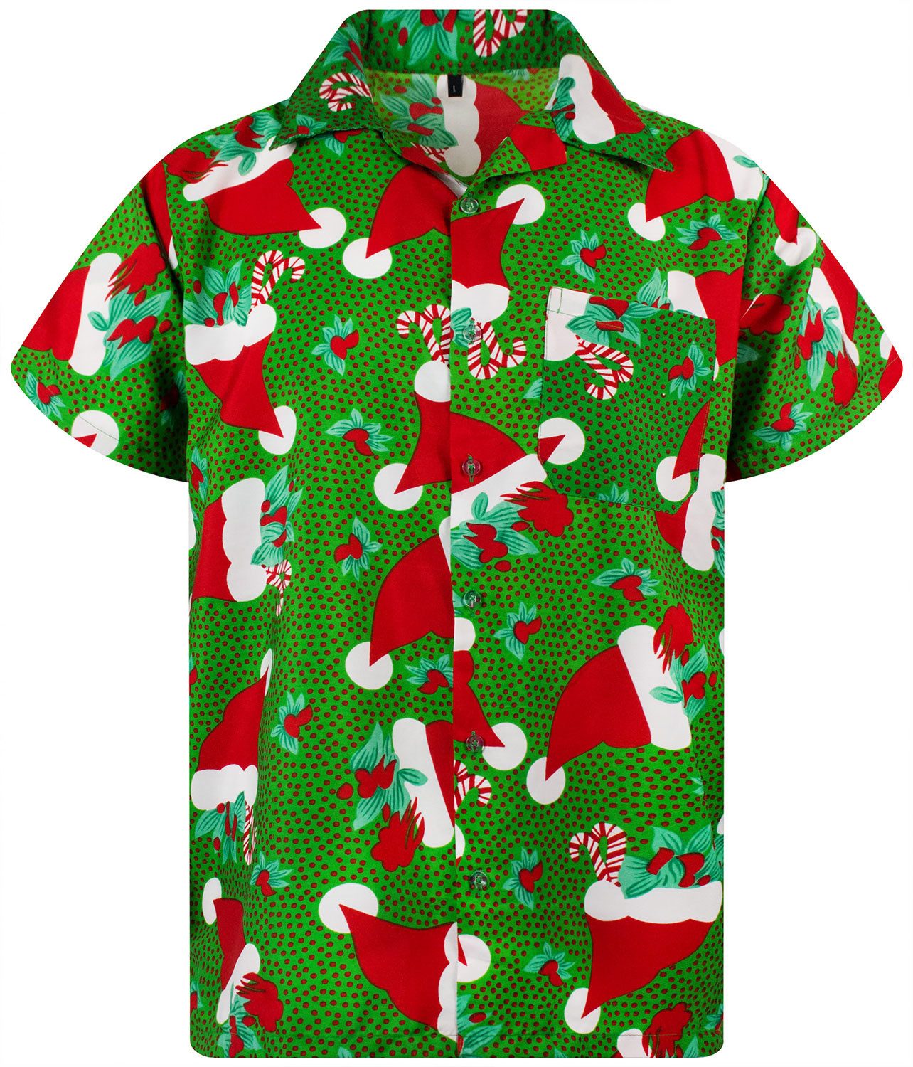 Hawaiihemd Christmas Hats Funky Hawaii-Hemd Kurzarm Front-Tasche Unisex
