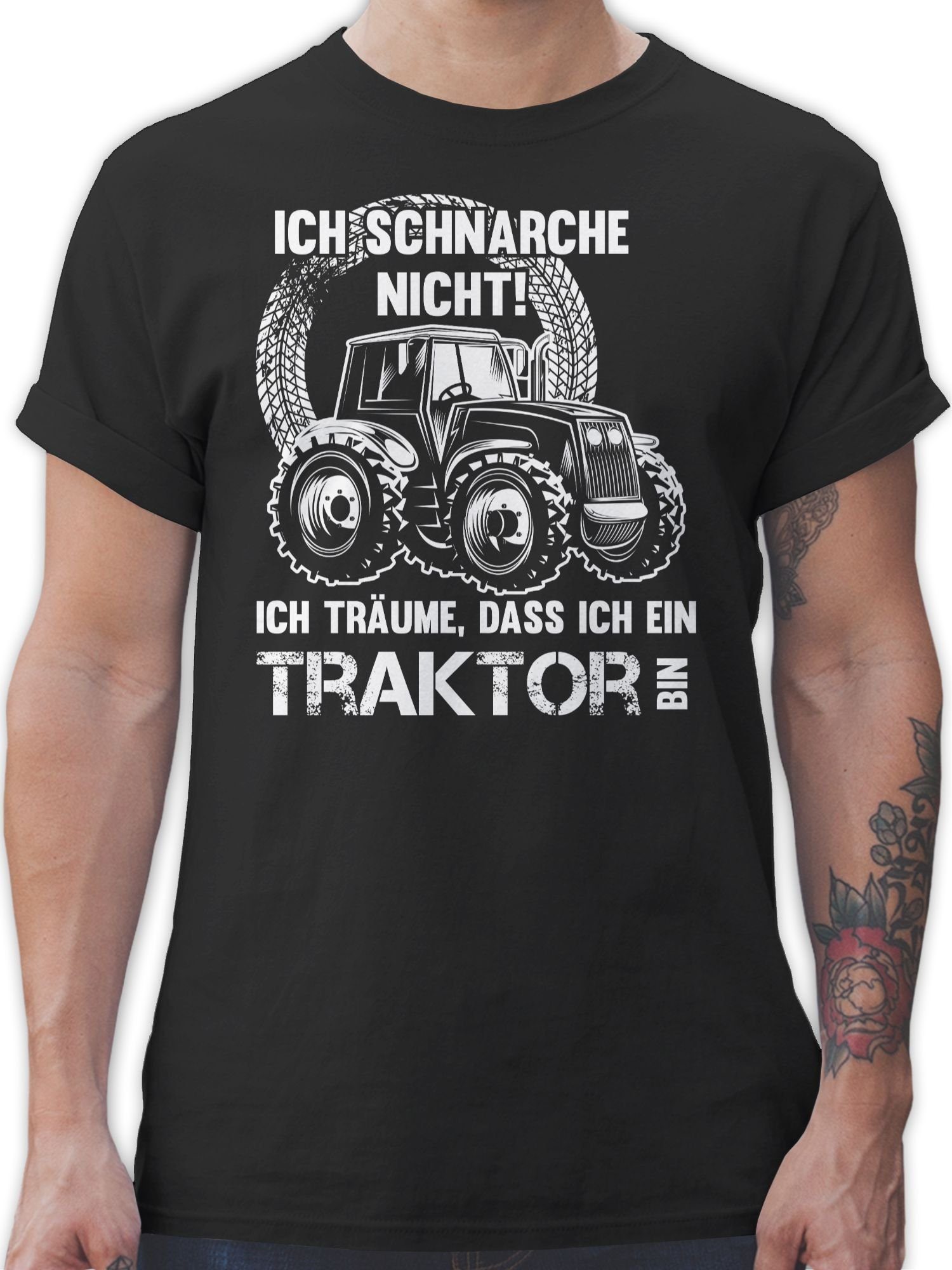 Shirtracer T-Shirt Ich schnarche nicht ich träume dass ich ein Traktor bin Traktor 01 Schwarz
