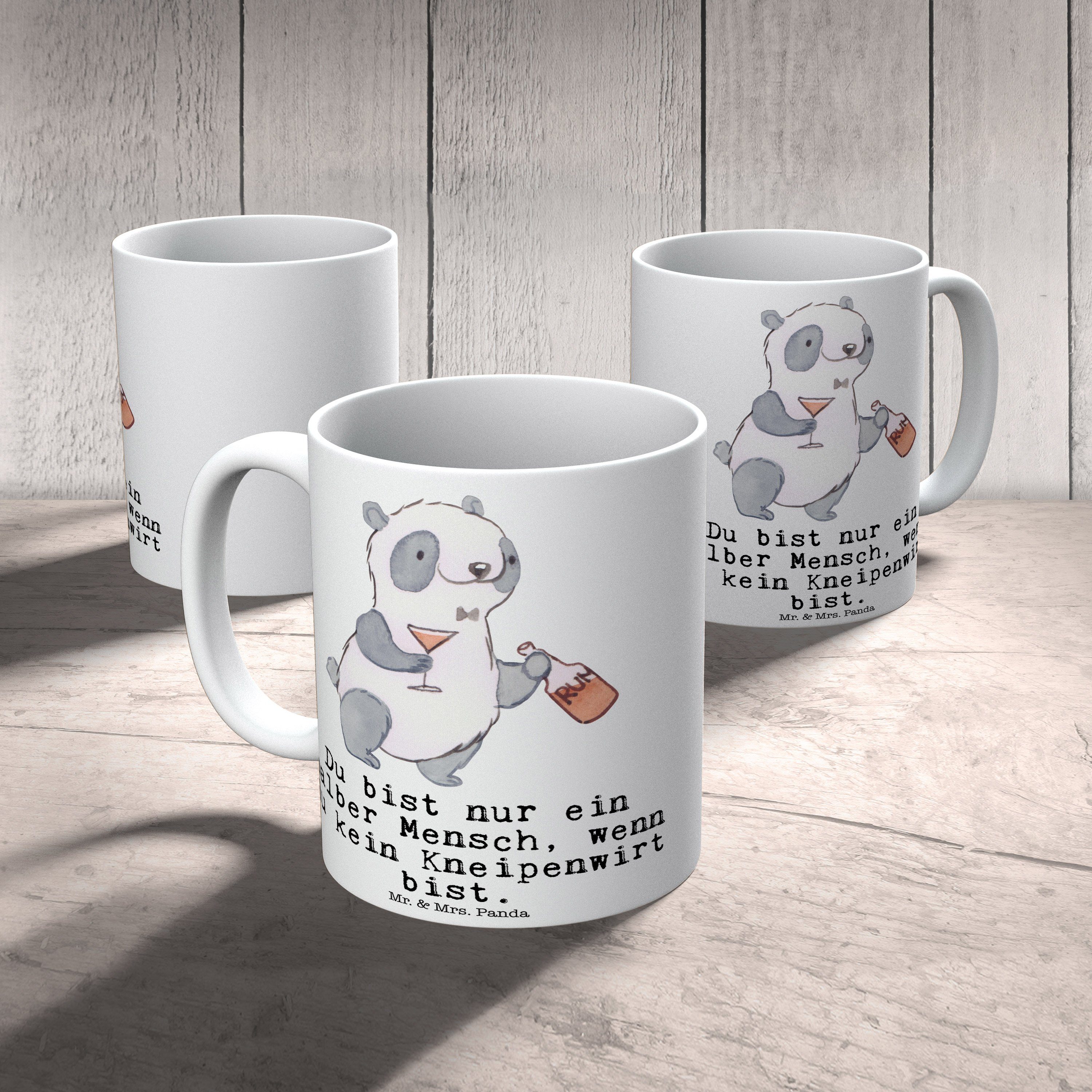 Keramik Panda - Tasse, Weiß Geschenk Mrs. Tasse Beruf, mit Kneipenwirt & Mr. Herz - Geschenk, Firma,