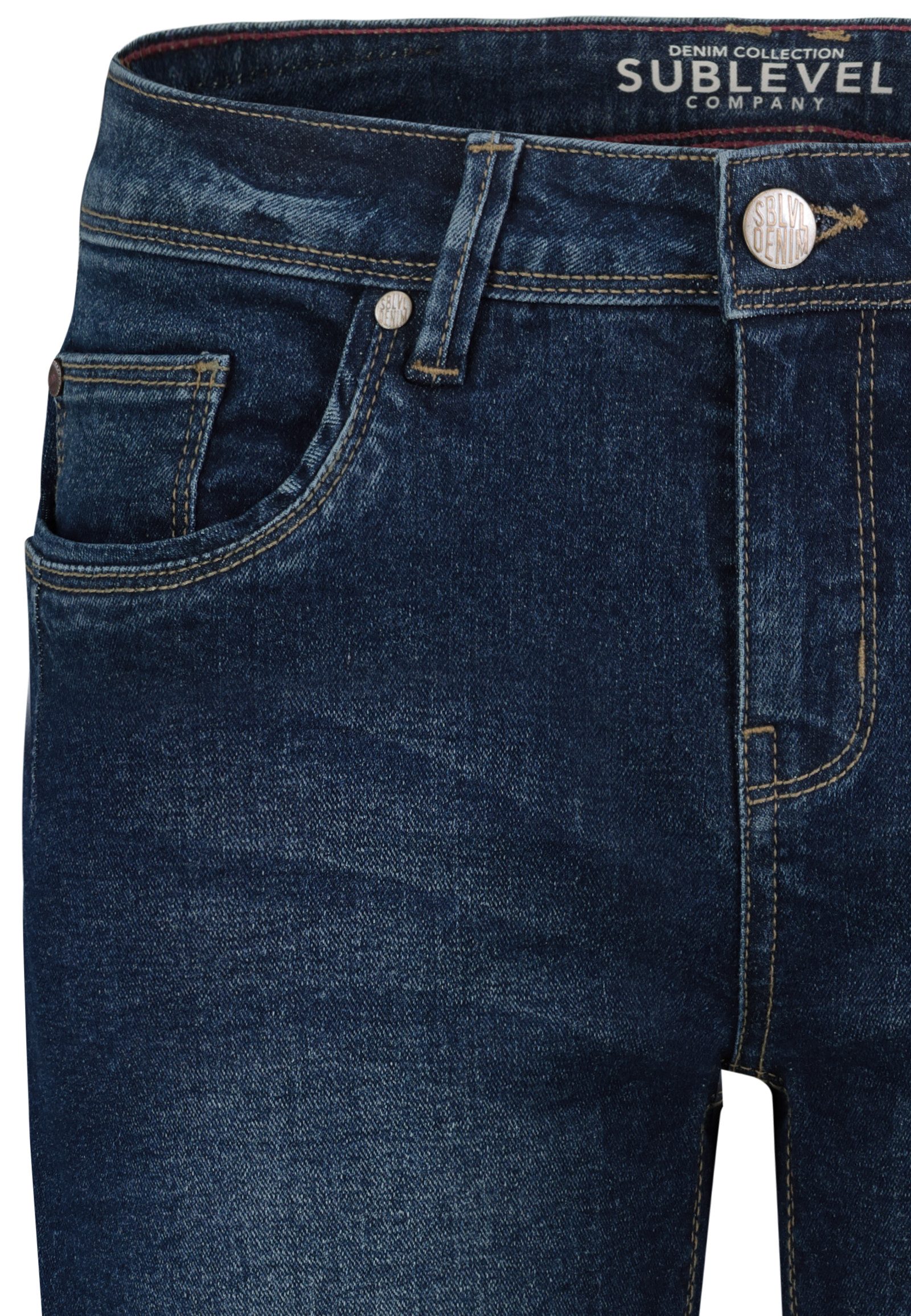 SUBLEVEL Caprijeans Damen Denim Caprihose im 5-Pocket-Style Stretch-Denim, knielang