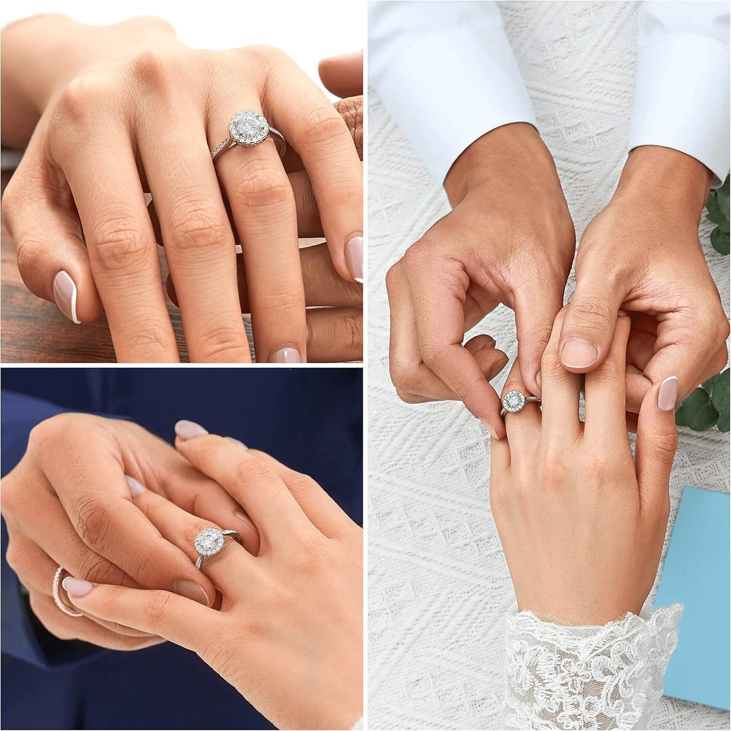 LuxusKollektion Verlobungsring Verlobungsring Damen Silber 1 Karat Moissainte Ring Halo Valentinstag