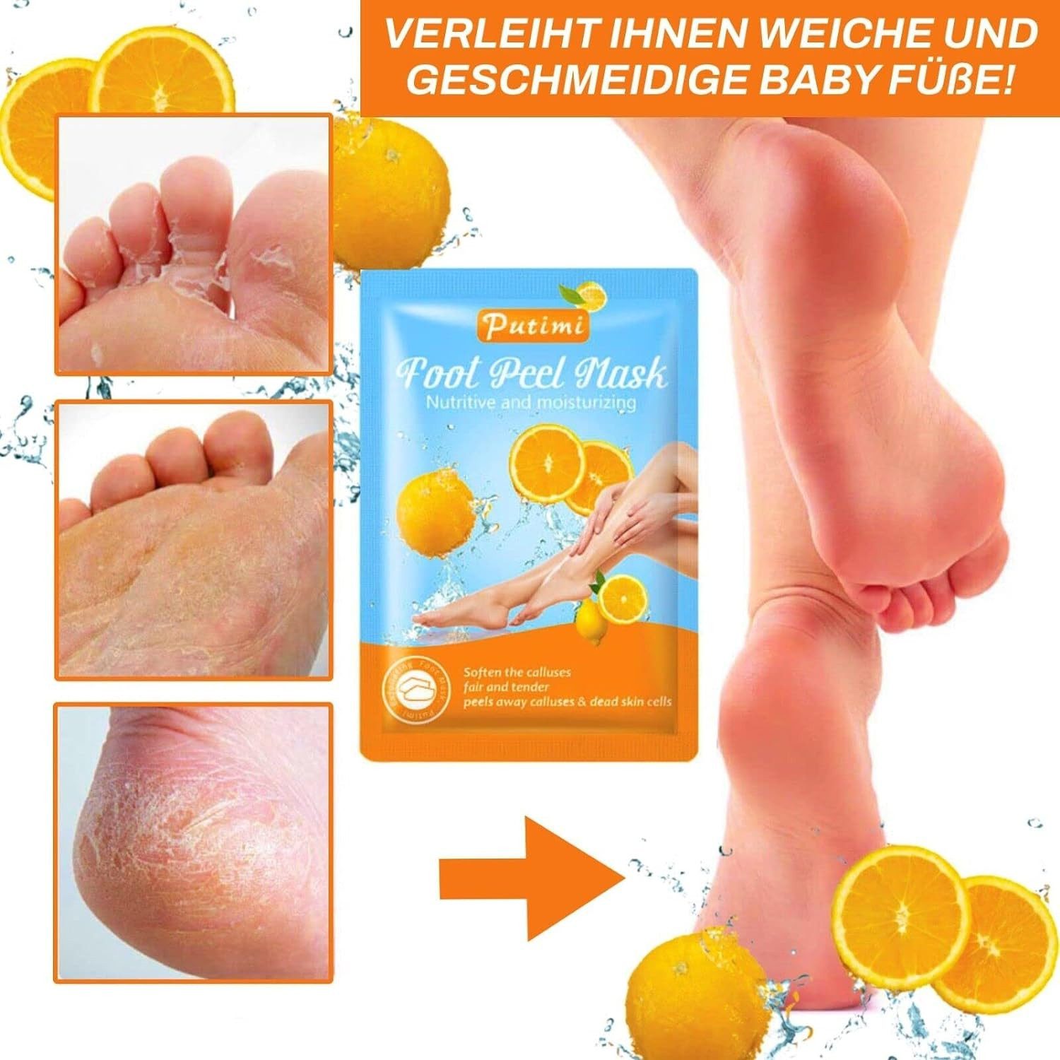 P-Beauty Cosmetic Accessories Fußmaske Fusspeeling Fußpflege Anti Hornhaut Socken Hornhautentferner mit Lemon, 1-tlg., 1 Paar, 3 Paar oder 5 Paar