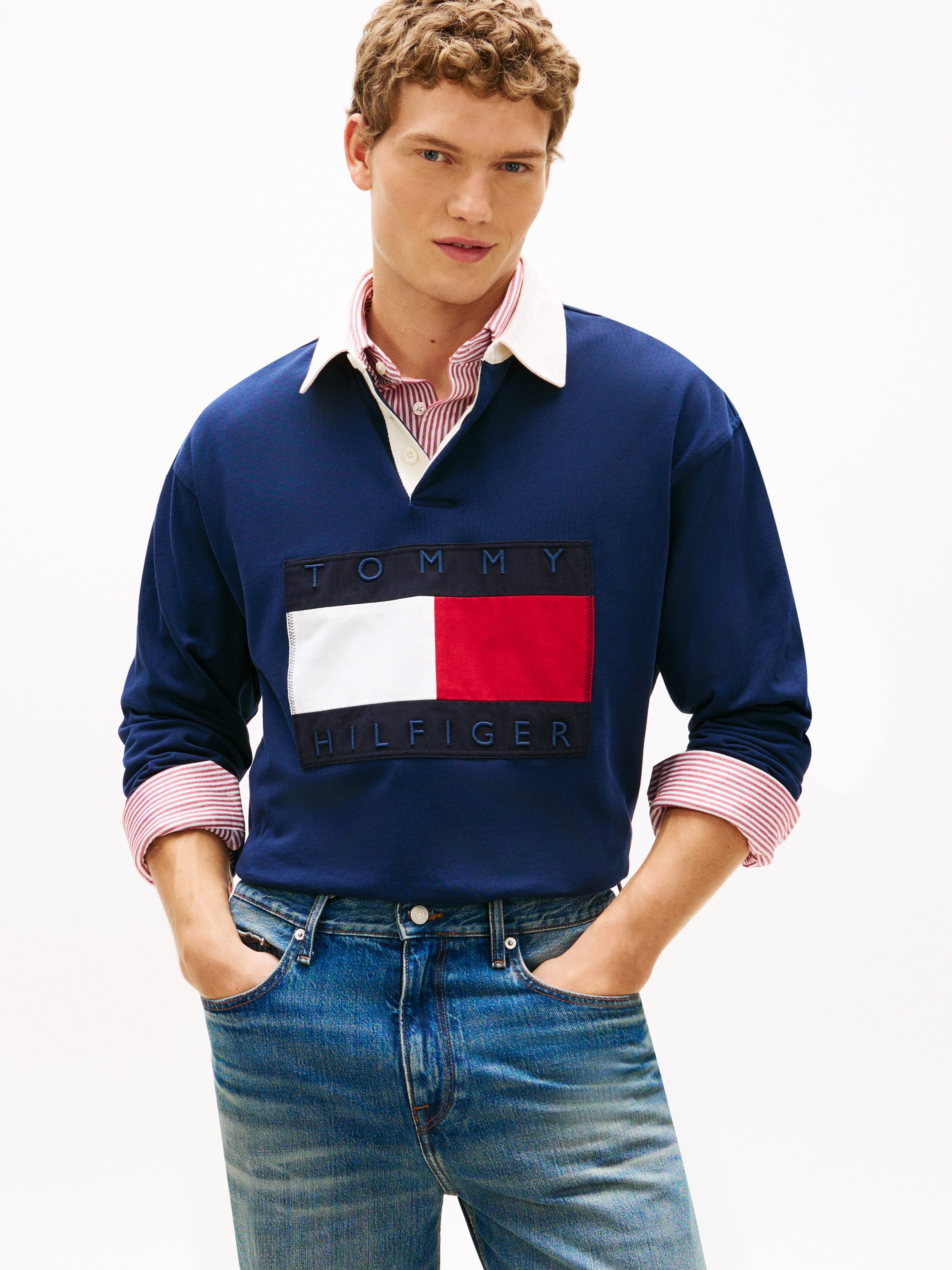 Tommy Hilfiger Sweatshirt FLAG RUGBY Regular fit mit Polokragen Poloshirt Iconic Retro