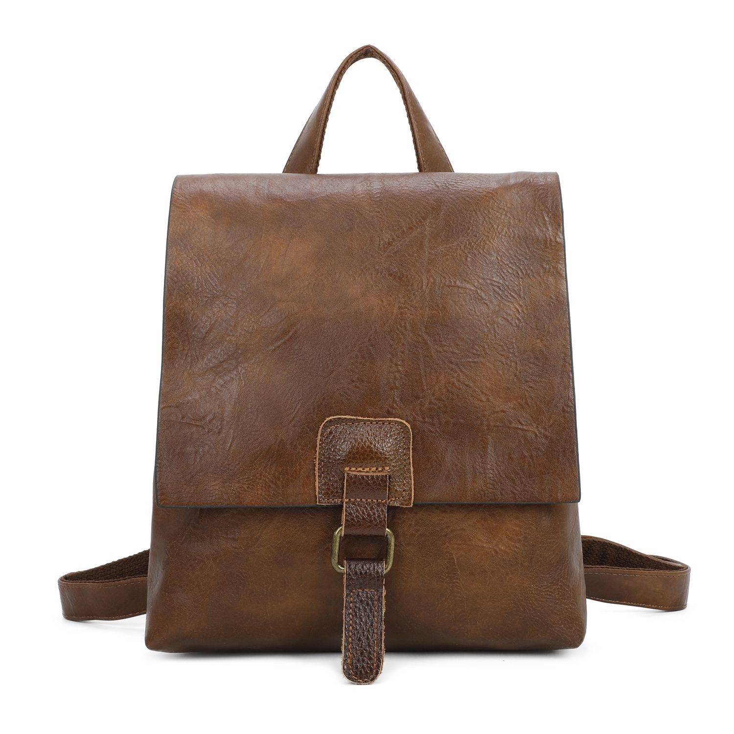 ITALYSHOP24 Rucksack Damen Schultertasche Backpack Umhängetasche CrossBody Leder Optik Bag, Geräumiges Hauptfach, praktische Fächer, komfortabel, leicht & robust