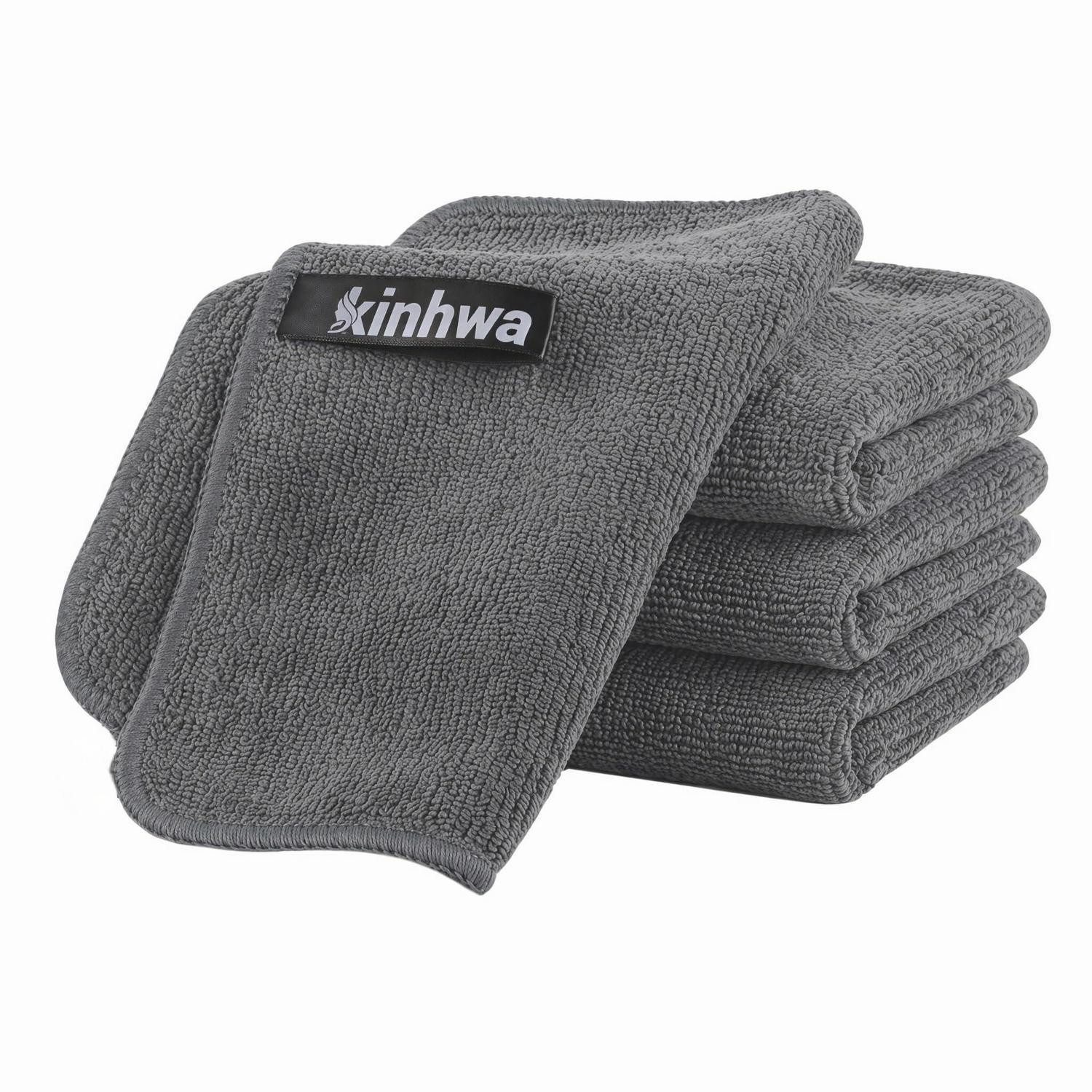 LuxusKollektion Spüllappen Grau 20x20cm 4 Stück Mikrofaser Mikrofasertuch (Textil, 20x20 cm)