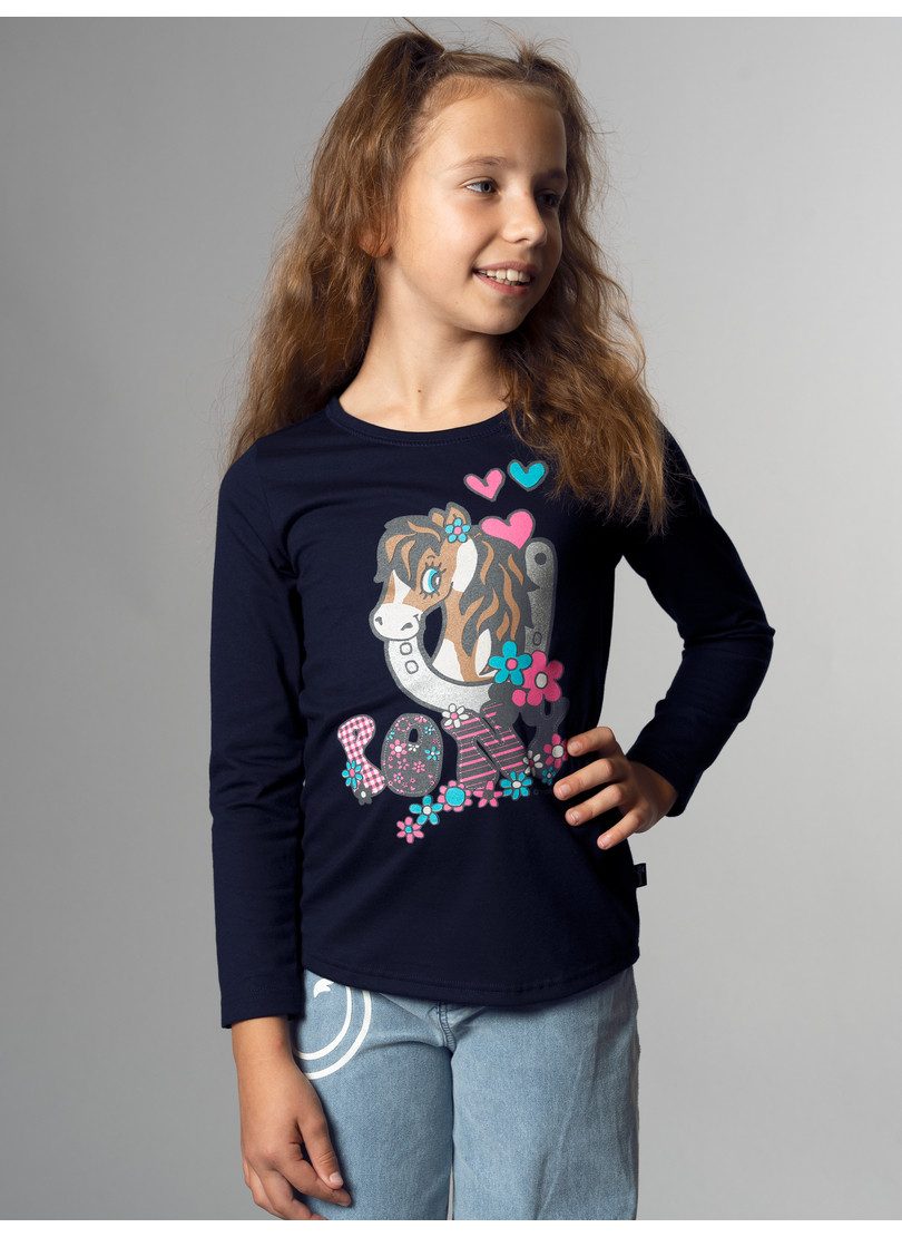Trigema Longsleeve TRIGEMA Langarmshirt mit süßem Pony-Print (1-tlg)