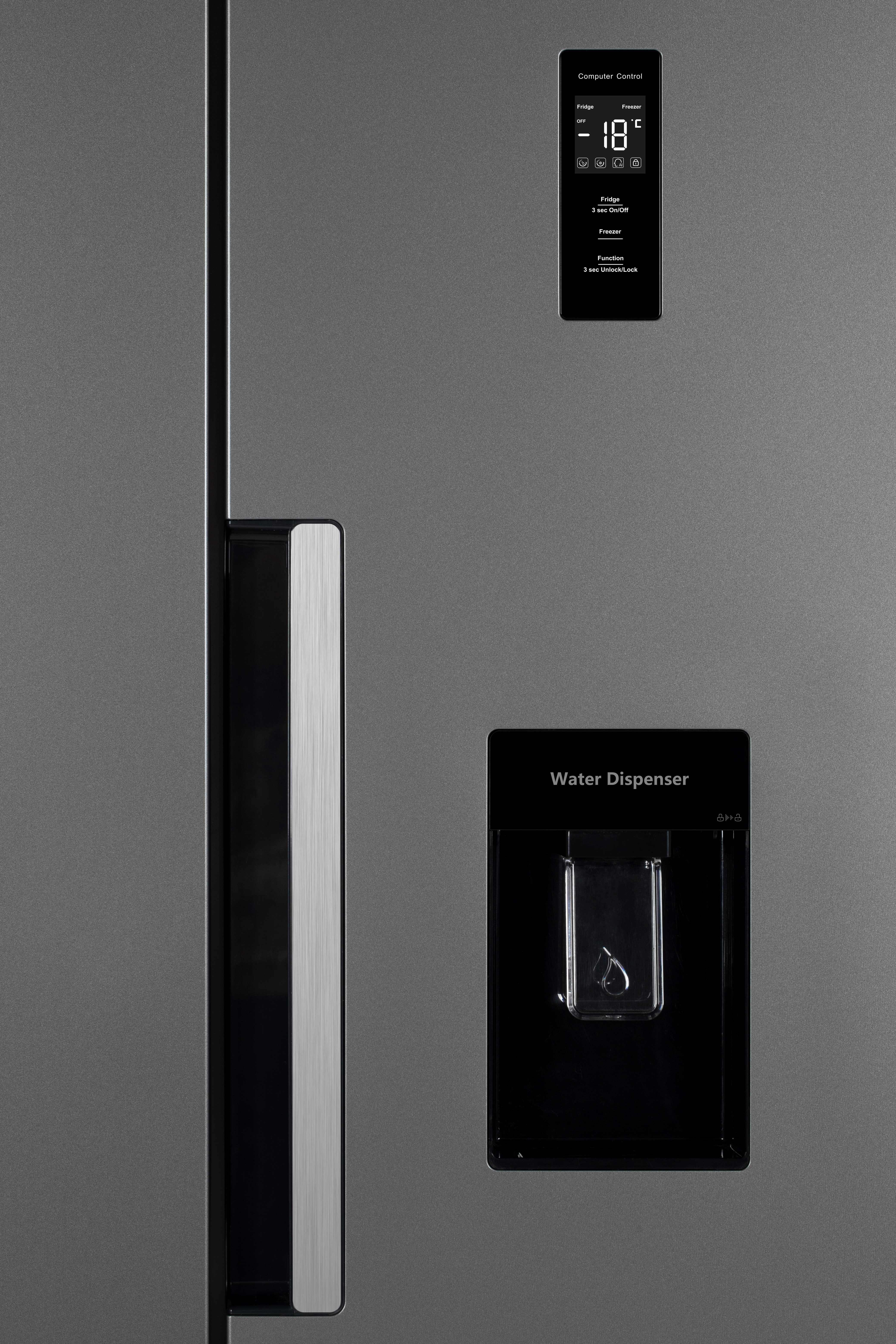 PKM Side-by-Side KHSBS495ENFDIX, 178.5 cm hoch, 83 cm breit, Moderner SBS in schönen INOX Design, mit Wasserspender und viel Platz