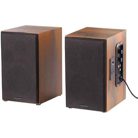 auvisio MSS-90.usb Lautsprecher Holz Gehäuse Aktiver Stereo-Regallautsprecher Regal-Lautsprecher (Bluetooth, 34 W, 2-Wege-Soundsystem mit je einem Hoch- und Tieftöner, Ein/Aus-Schalter, Regler für Lautstärke und Bass)